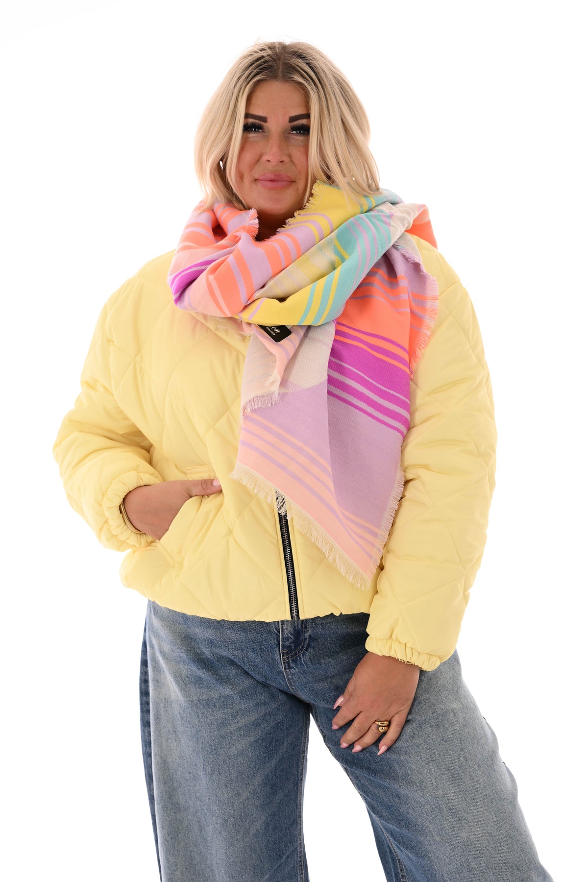 Sjaal hart strepen creme