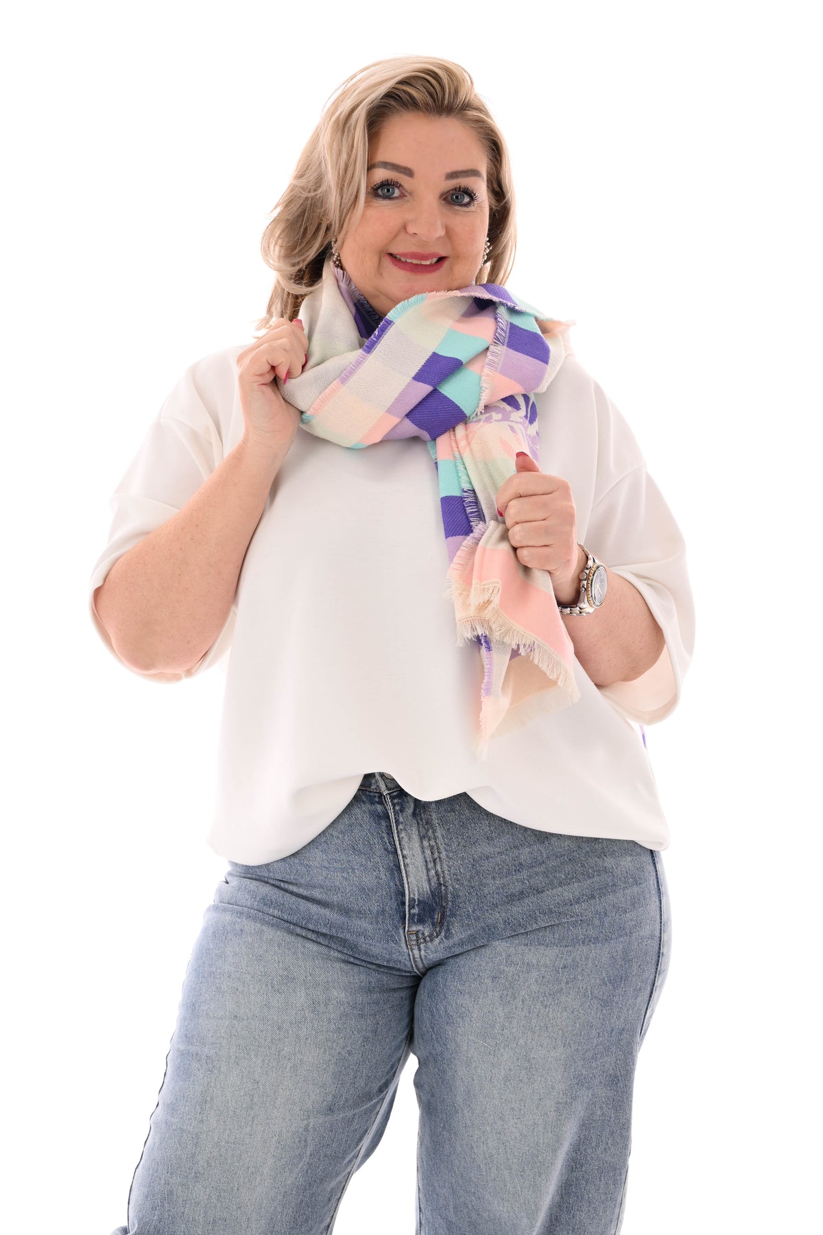 Sjaal zebra paars/turquoise