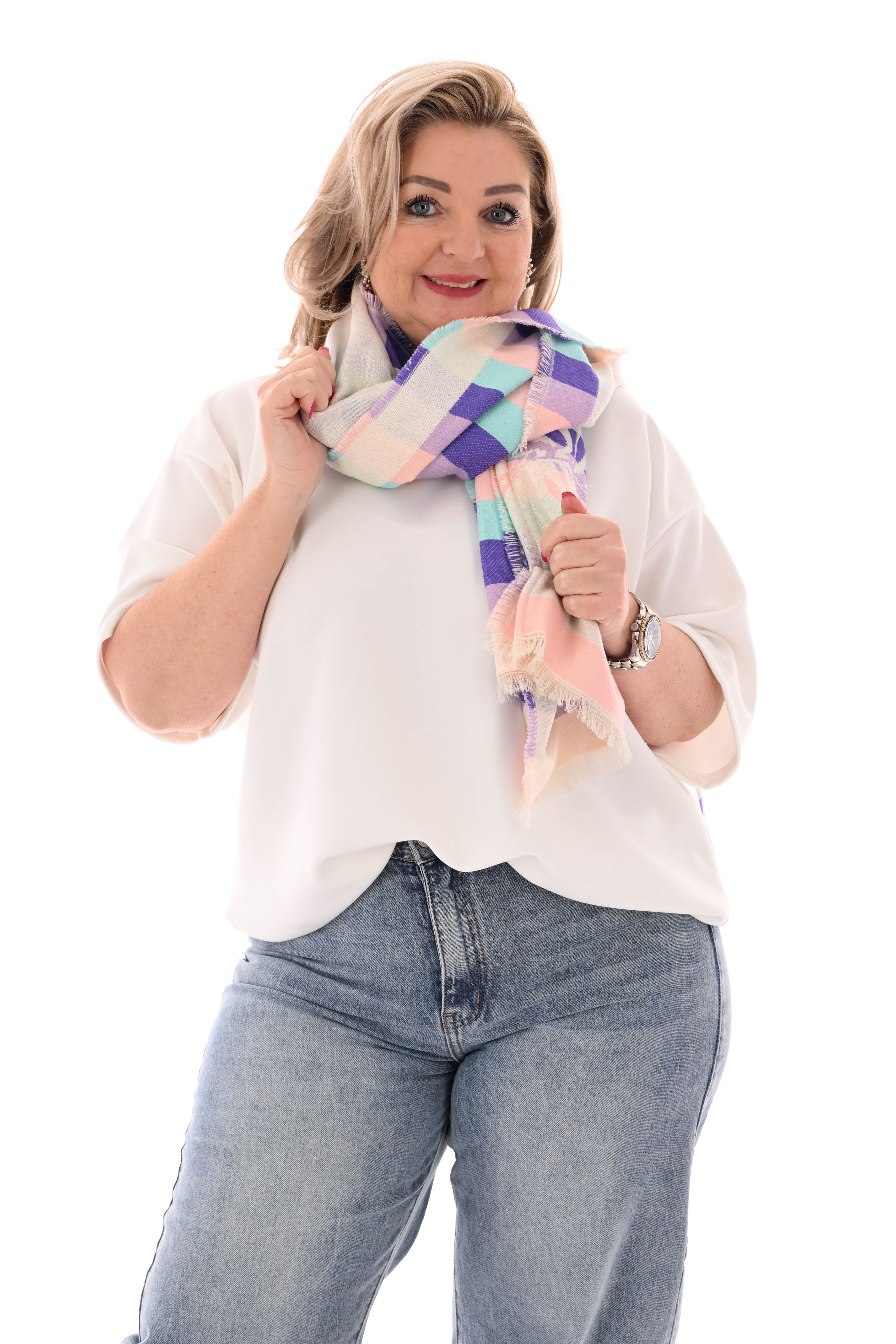 Sjaal zebra paars/turquoise