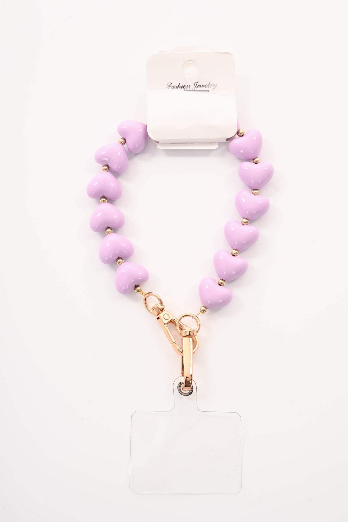 Telefoonkoord kort met hartjes lila