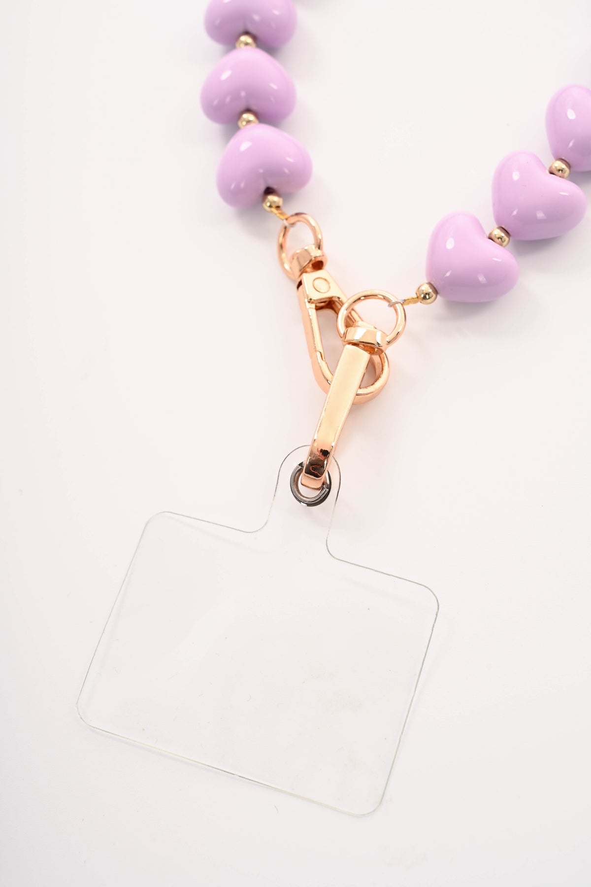 Telefoonkoord kort met hartjes lila