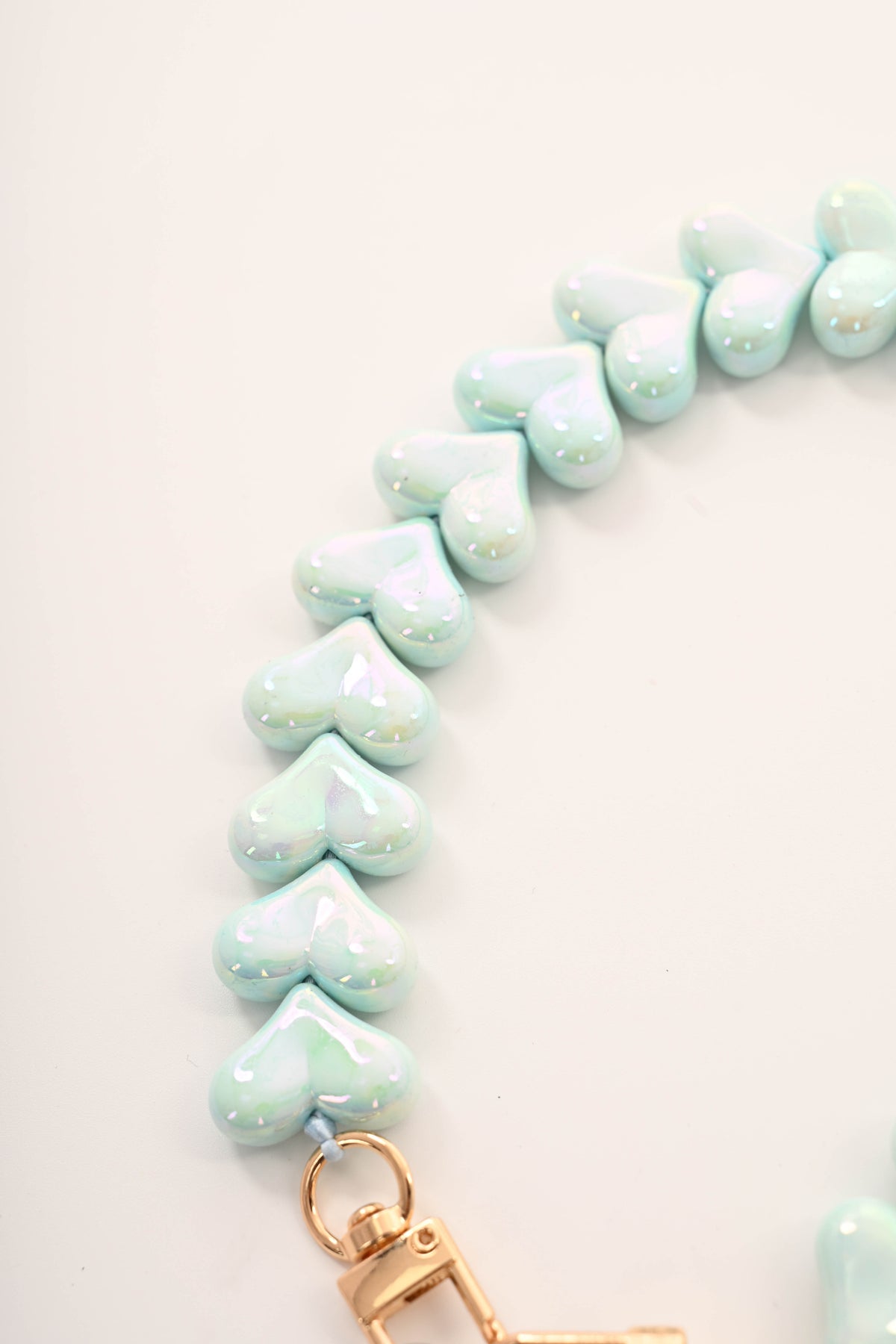 Telefoonkoord kort met hartjes turquoise