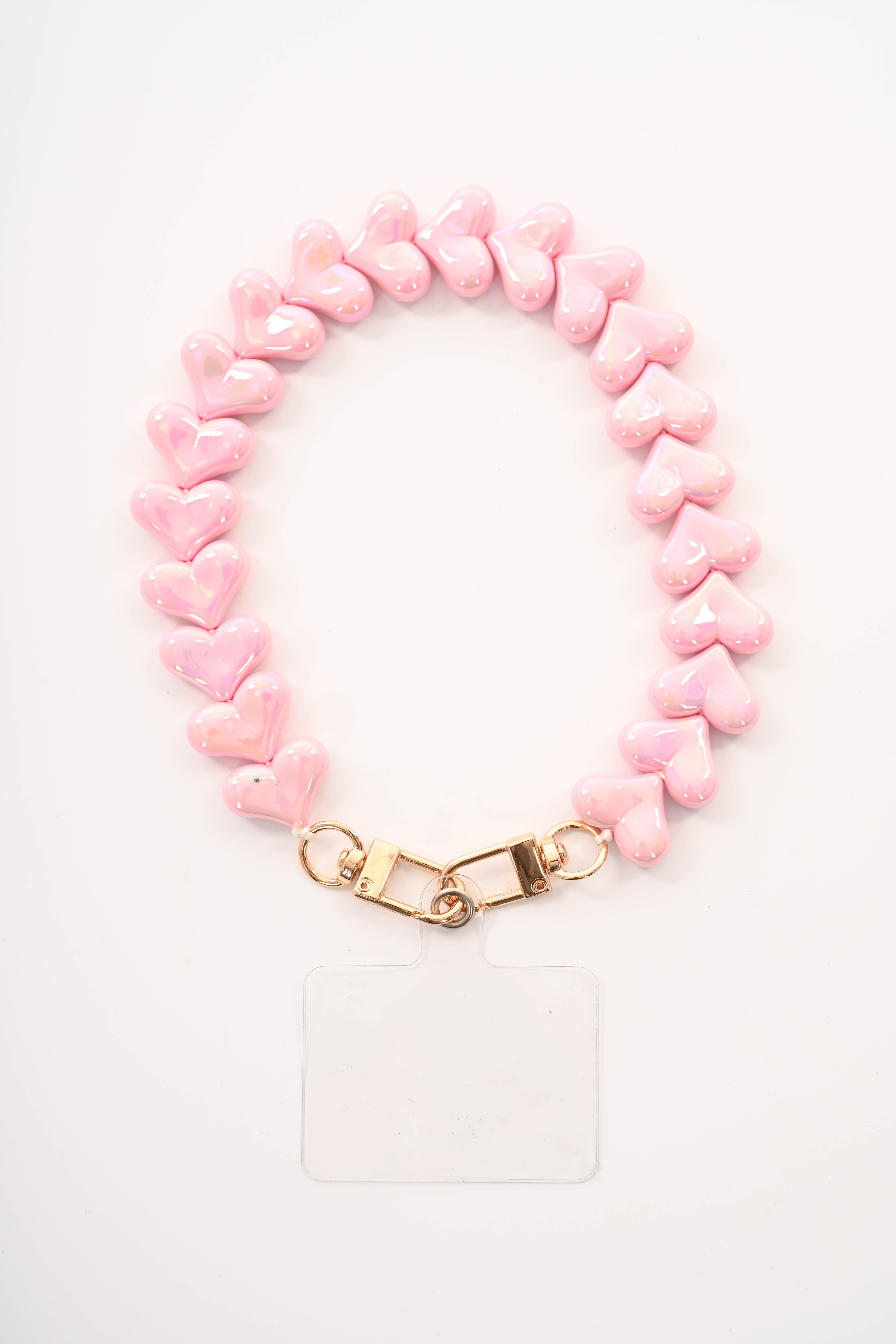 Telefoonkoord kort met hartjes lichtroze