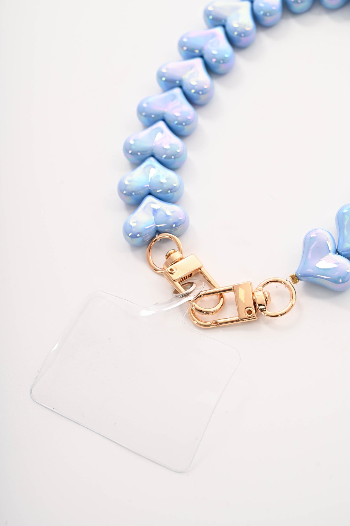 Telefoonkoord kort met hartjes blauw