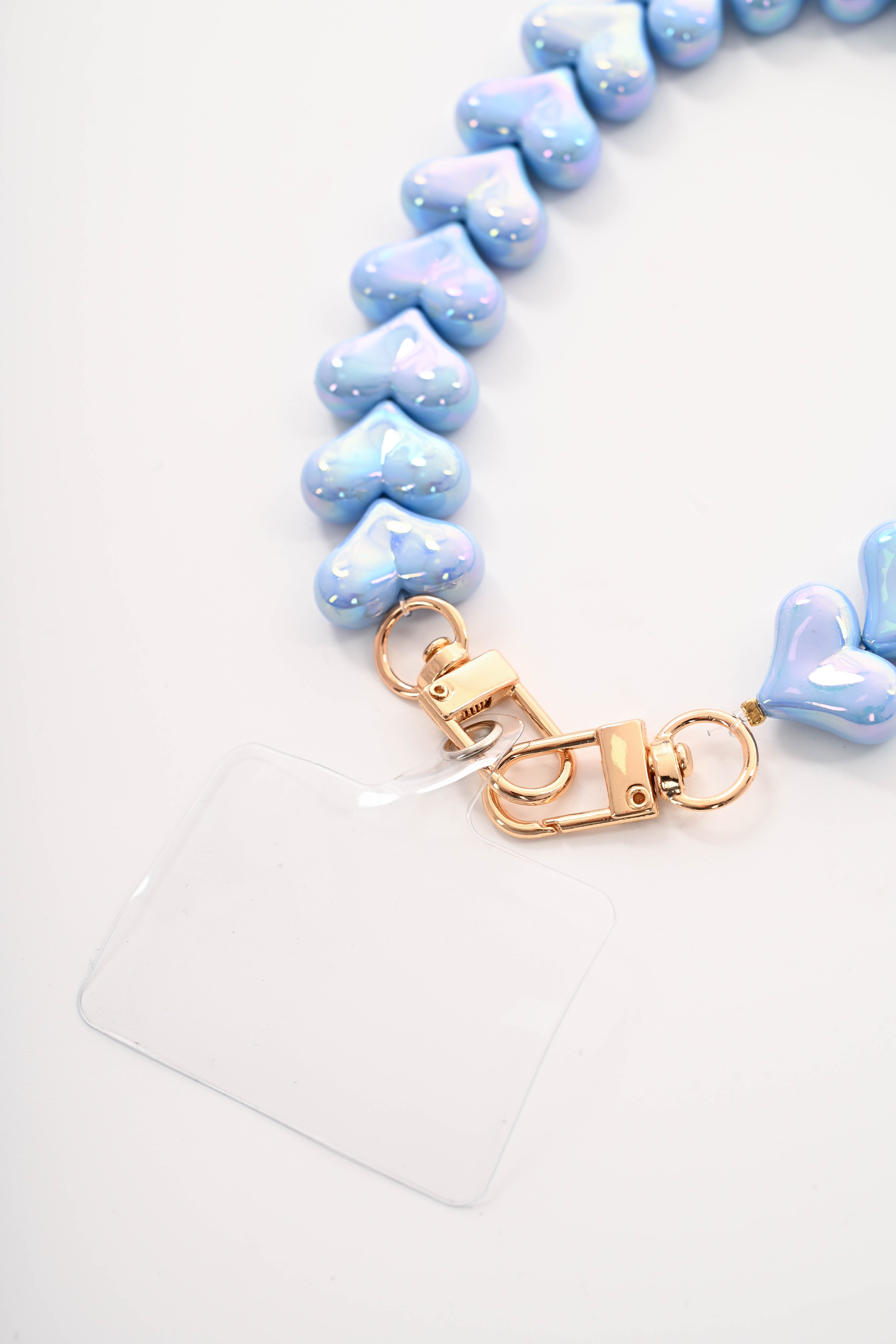 Telefoonkoord kort met hartjes blauw