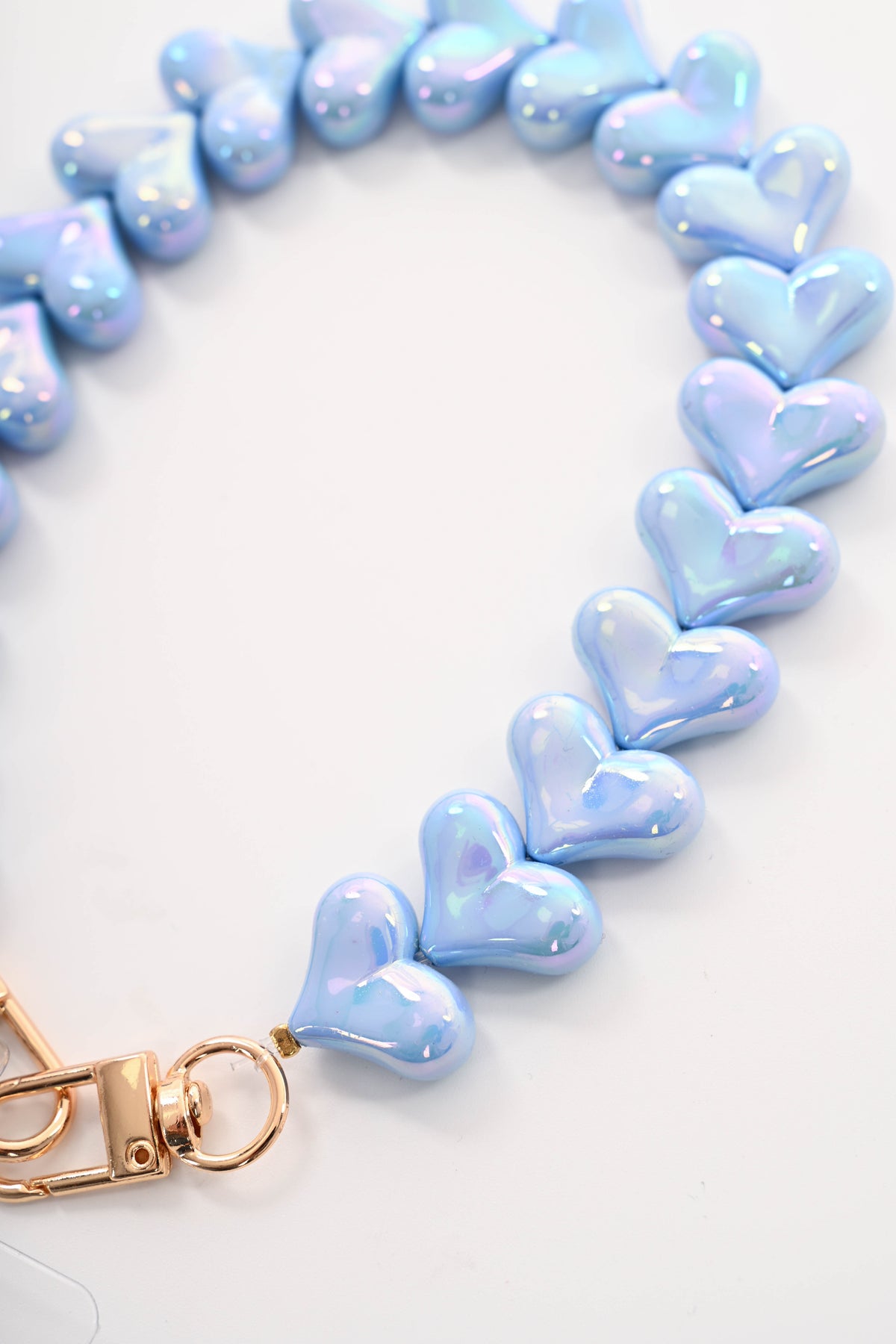 Telefoonkoord kort met hartjes blauw