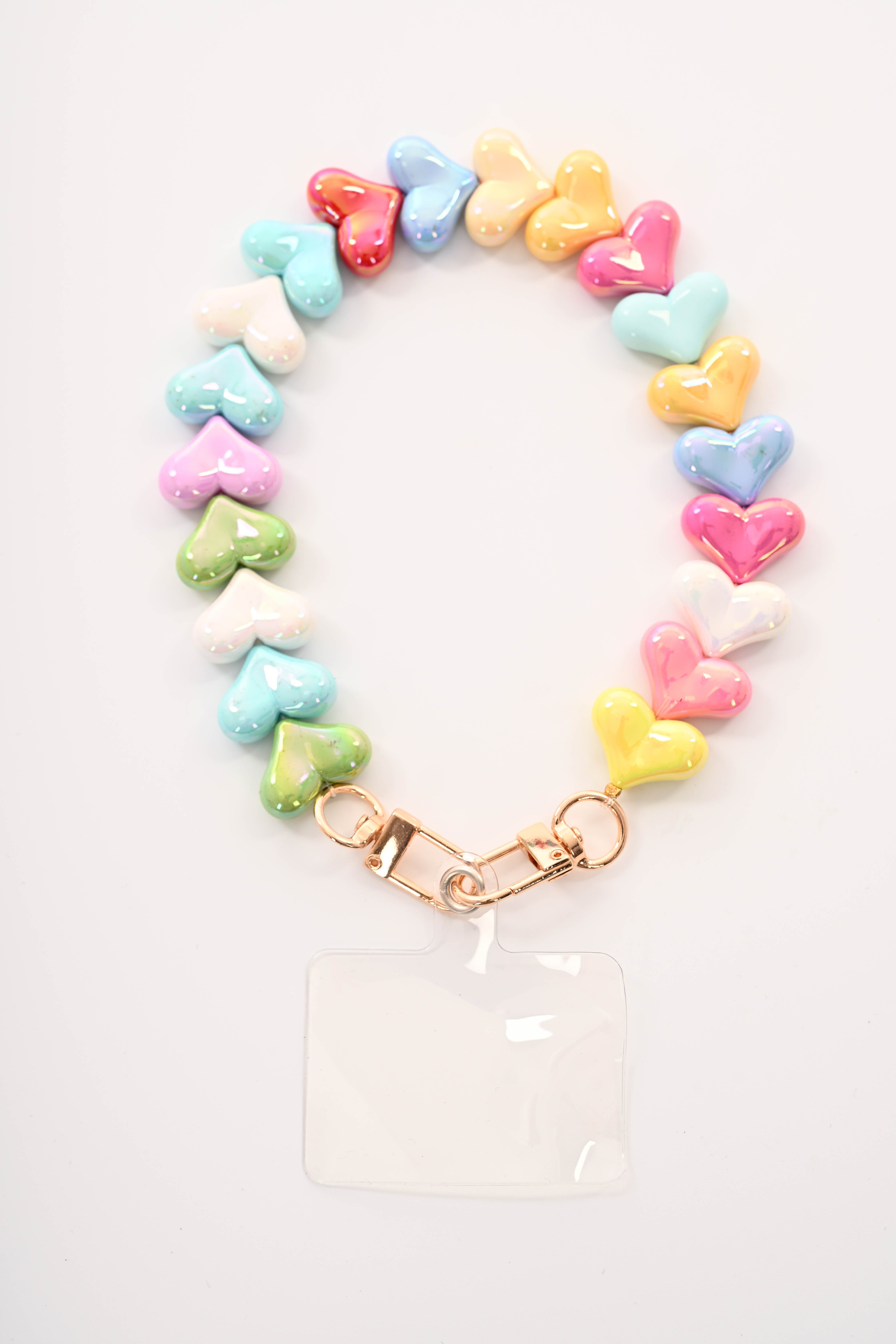 Telefoonkoord kort met hartjes mixed kleur