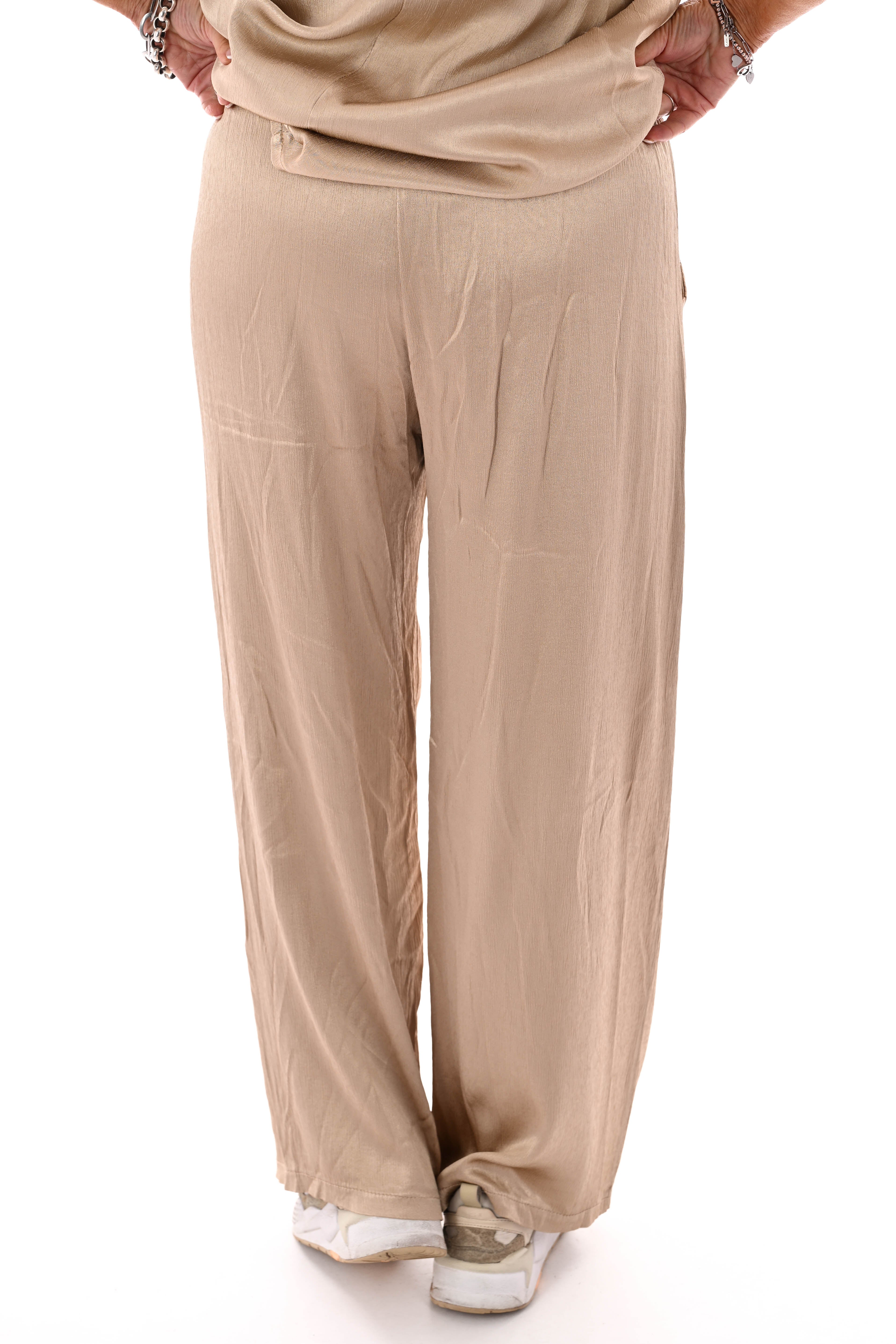 Silky wijde broek goud