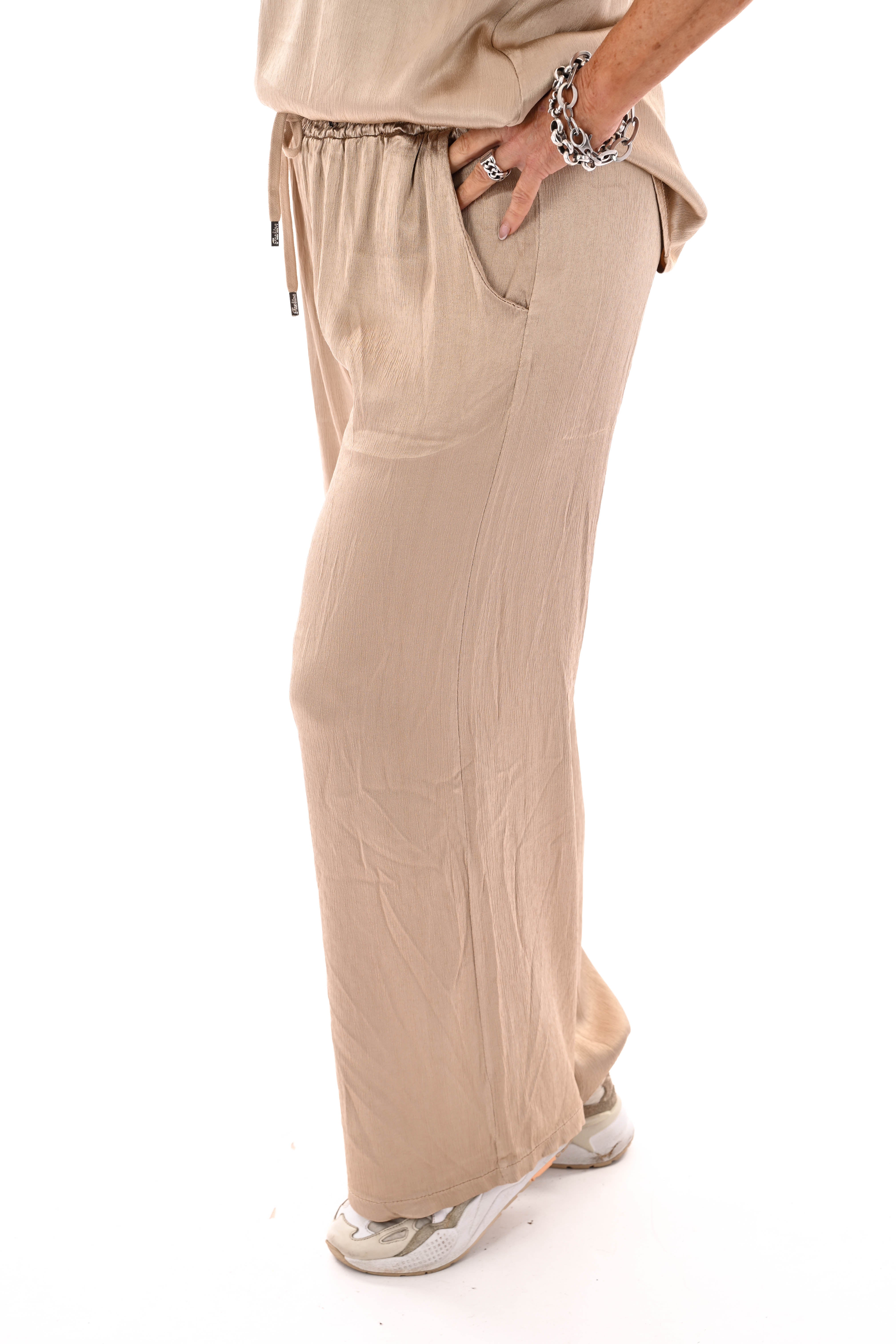 Silky wijde broek goud