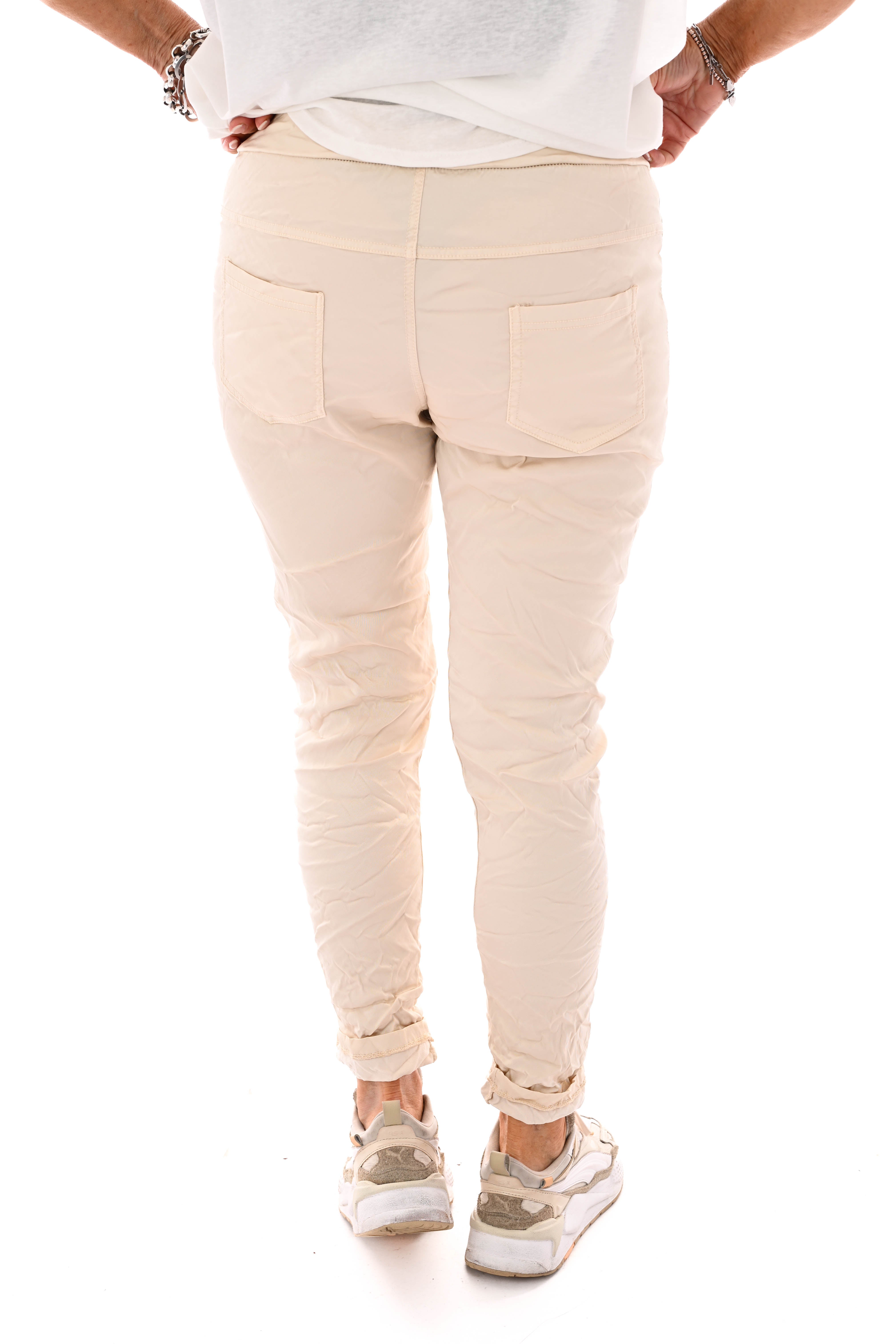 Silky stretchbroek uni beige