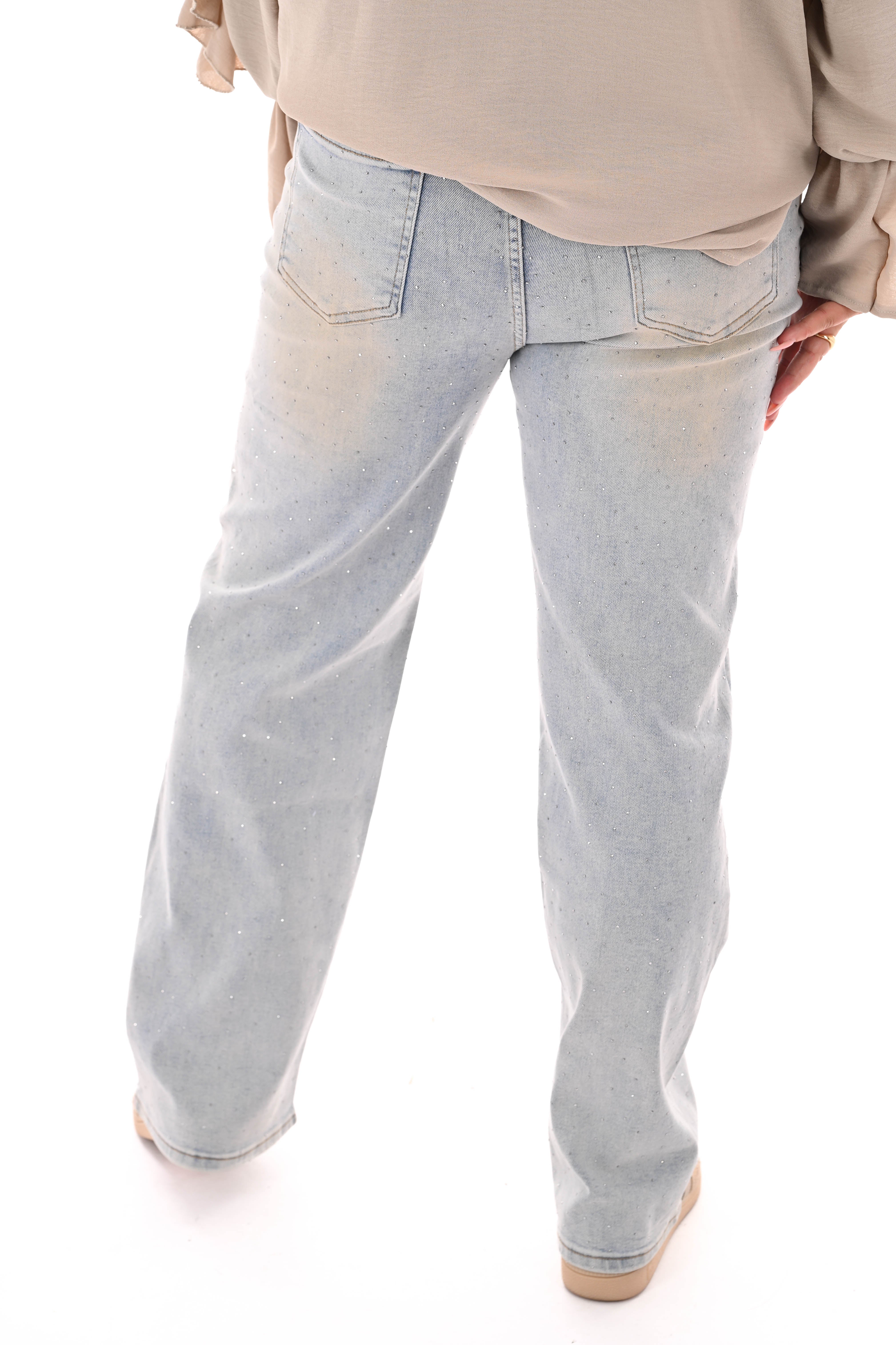 Hello Miss wide leg strass stonewash