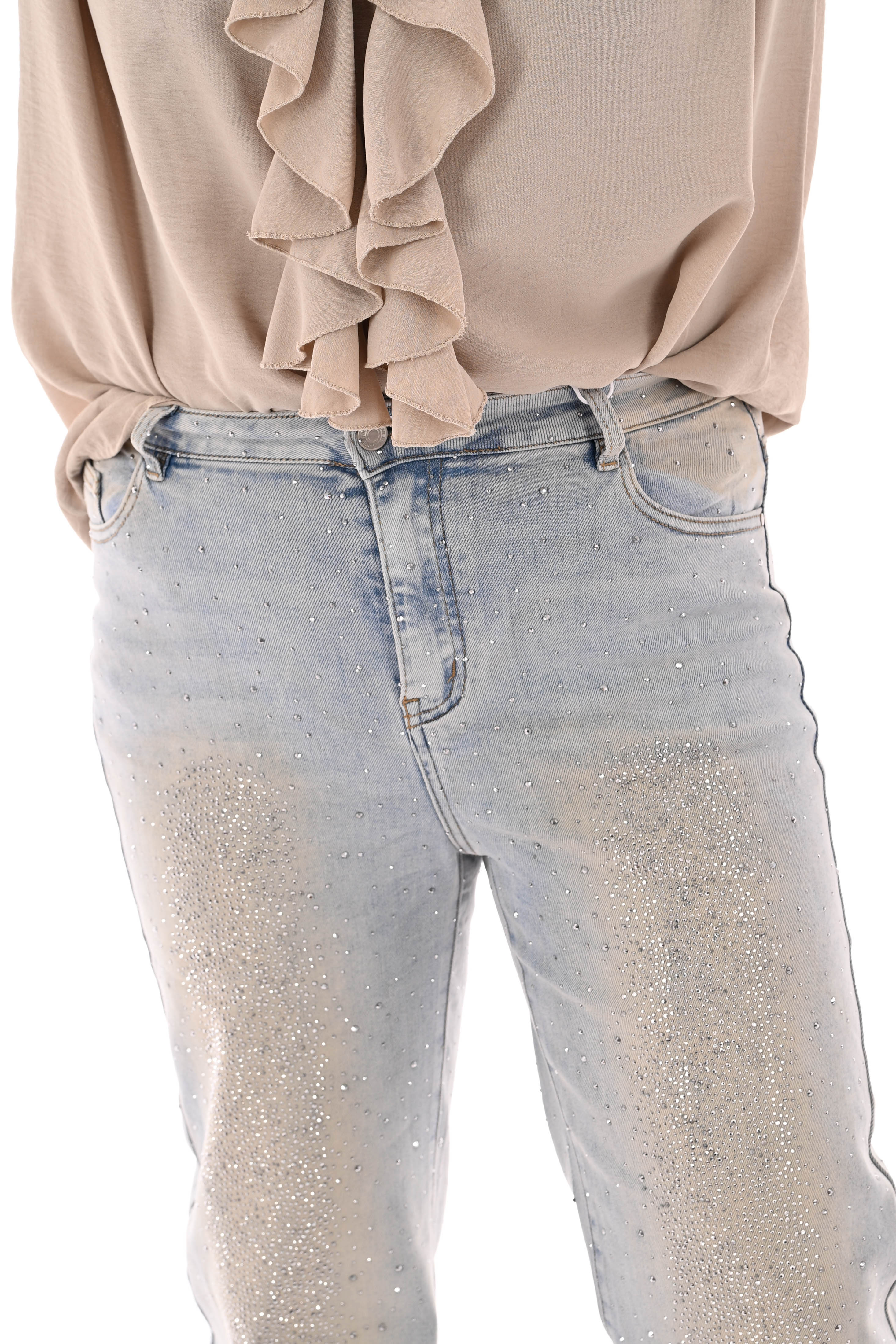 Hello Miss wide leg strass stonewash