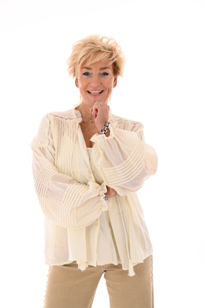 Blouse pofmouwen creme