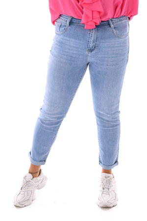 G-smack regular momfit lichtblauw