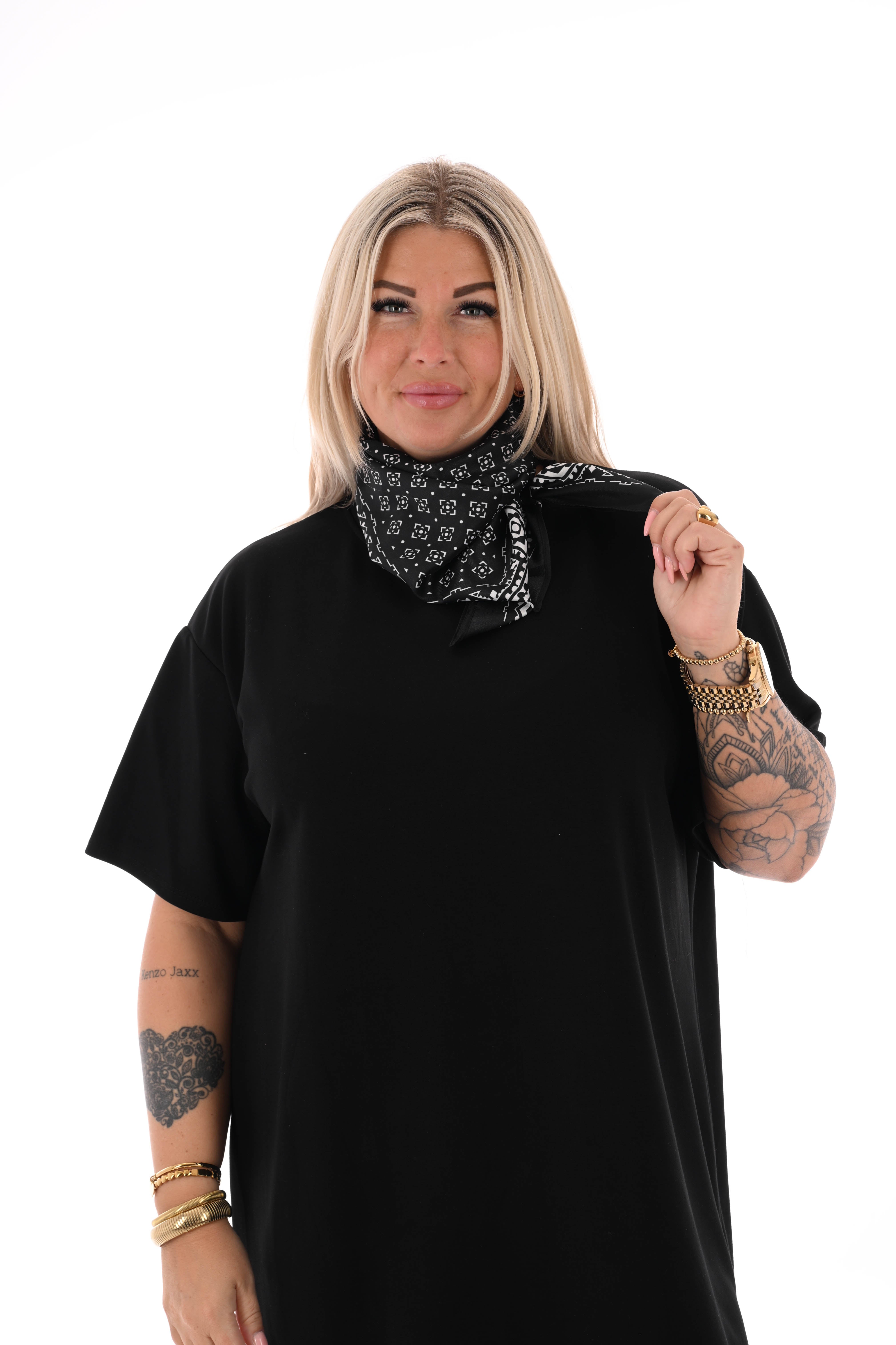 Kort sjaaltje abstracte ruit zwart