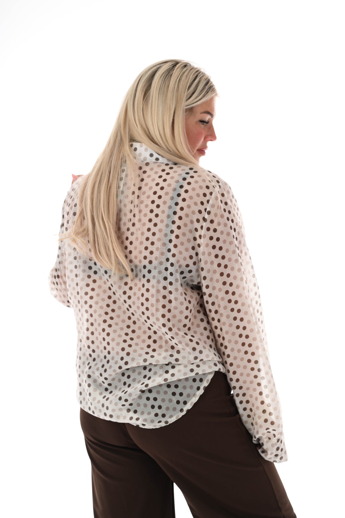 Dots blouse met strik detail roomwit