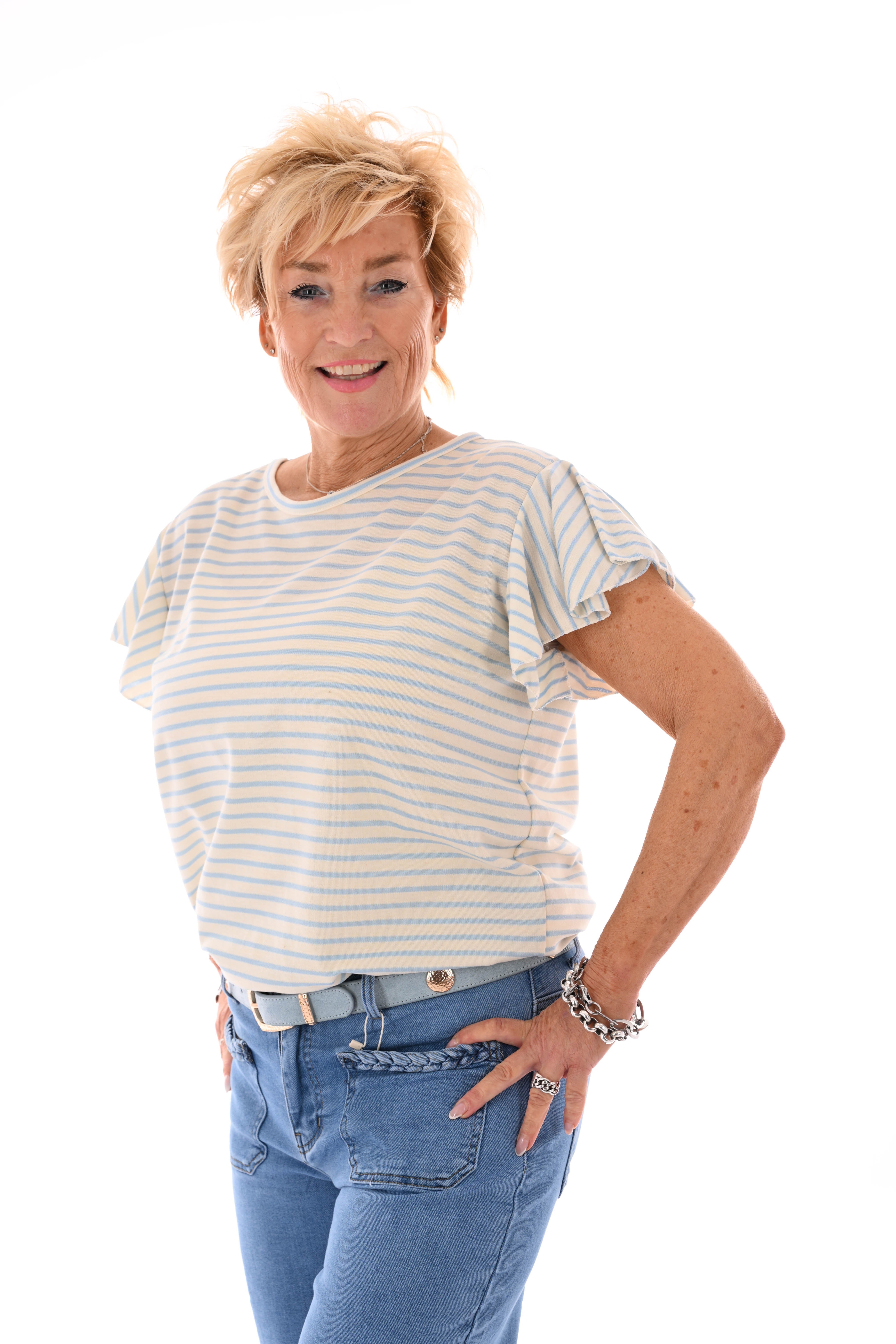 Riem suedelook met studs lichtblauw