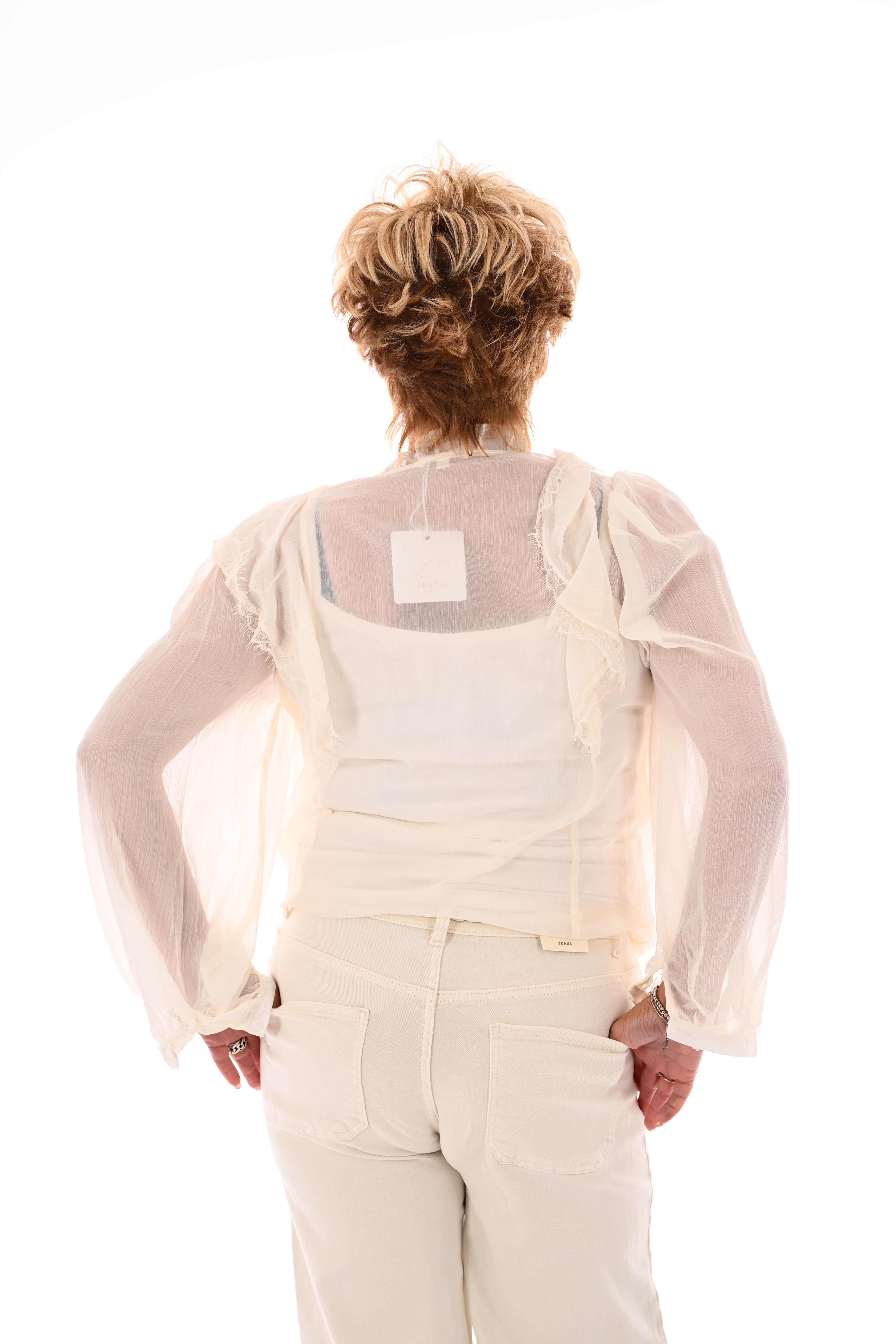 Blouse ruffels roomwit