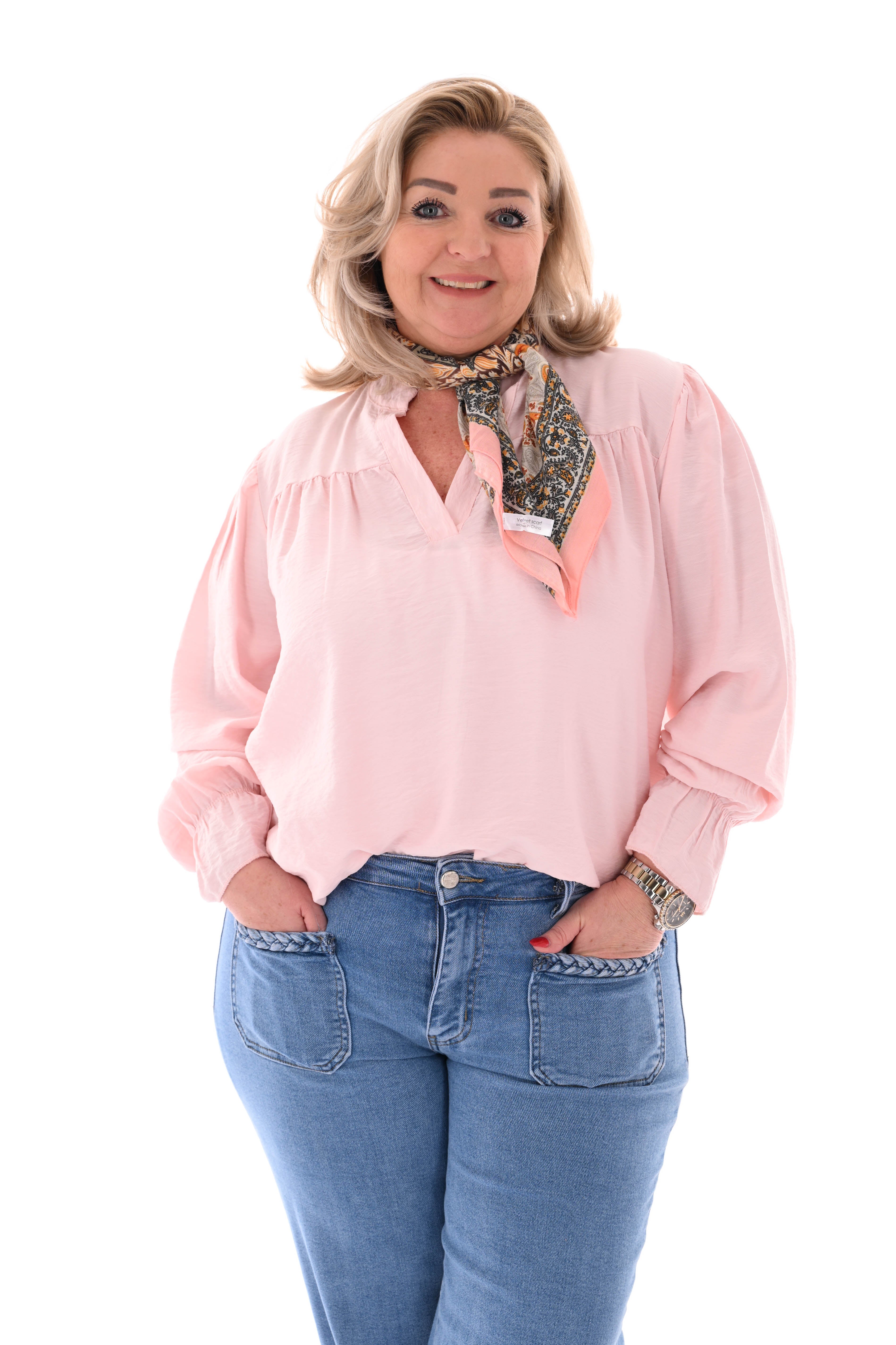 Kort sjaaltje bloemen paisley bruin/roze