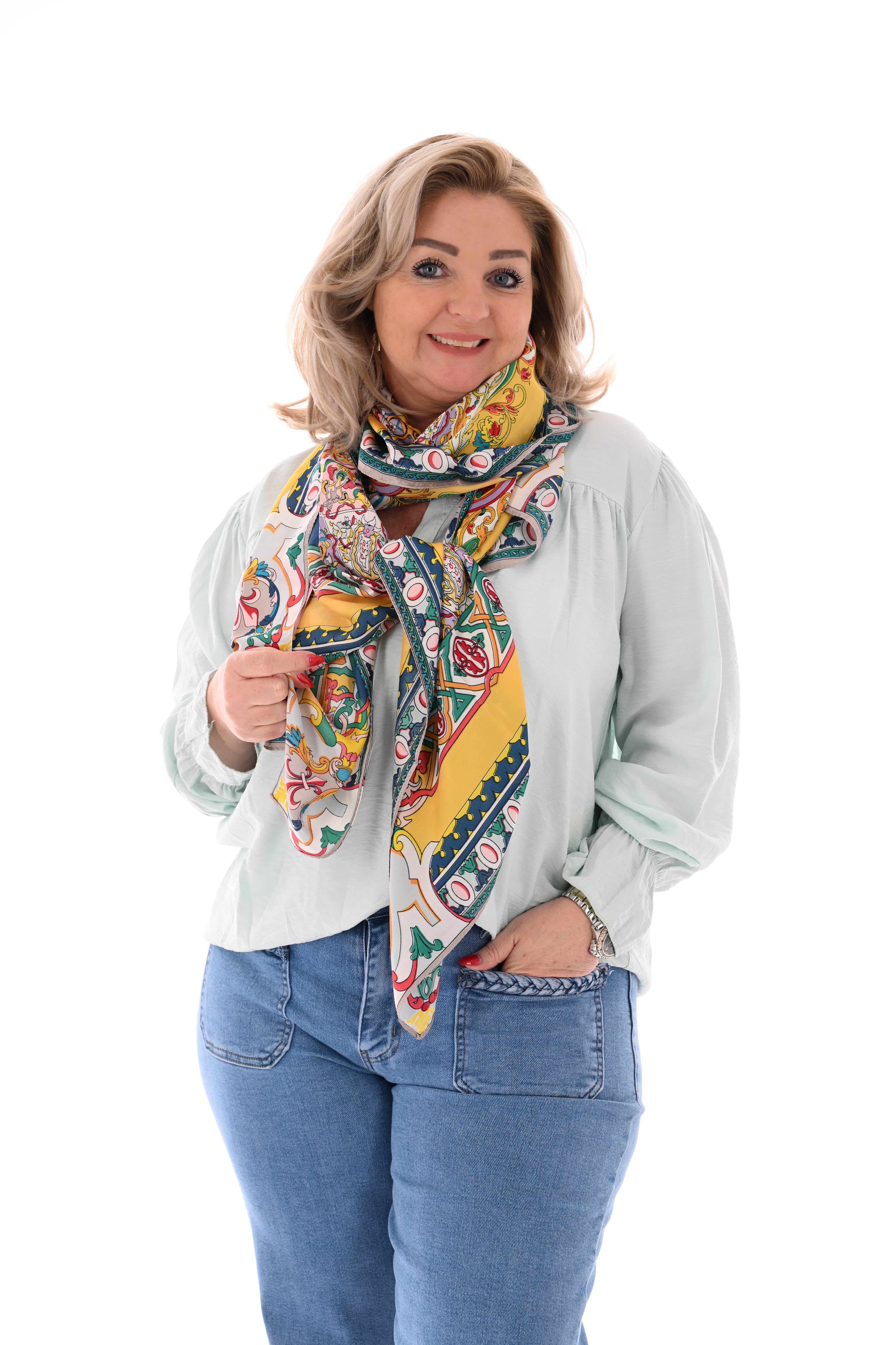 Sjaal mix flowers geel