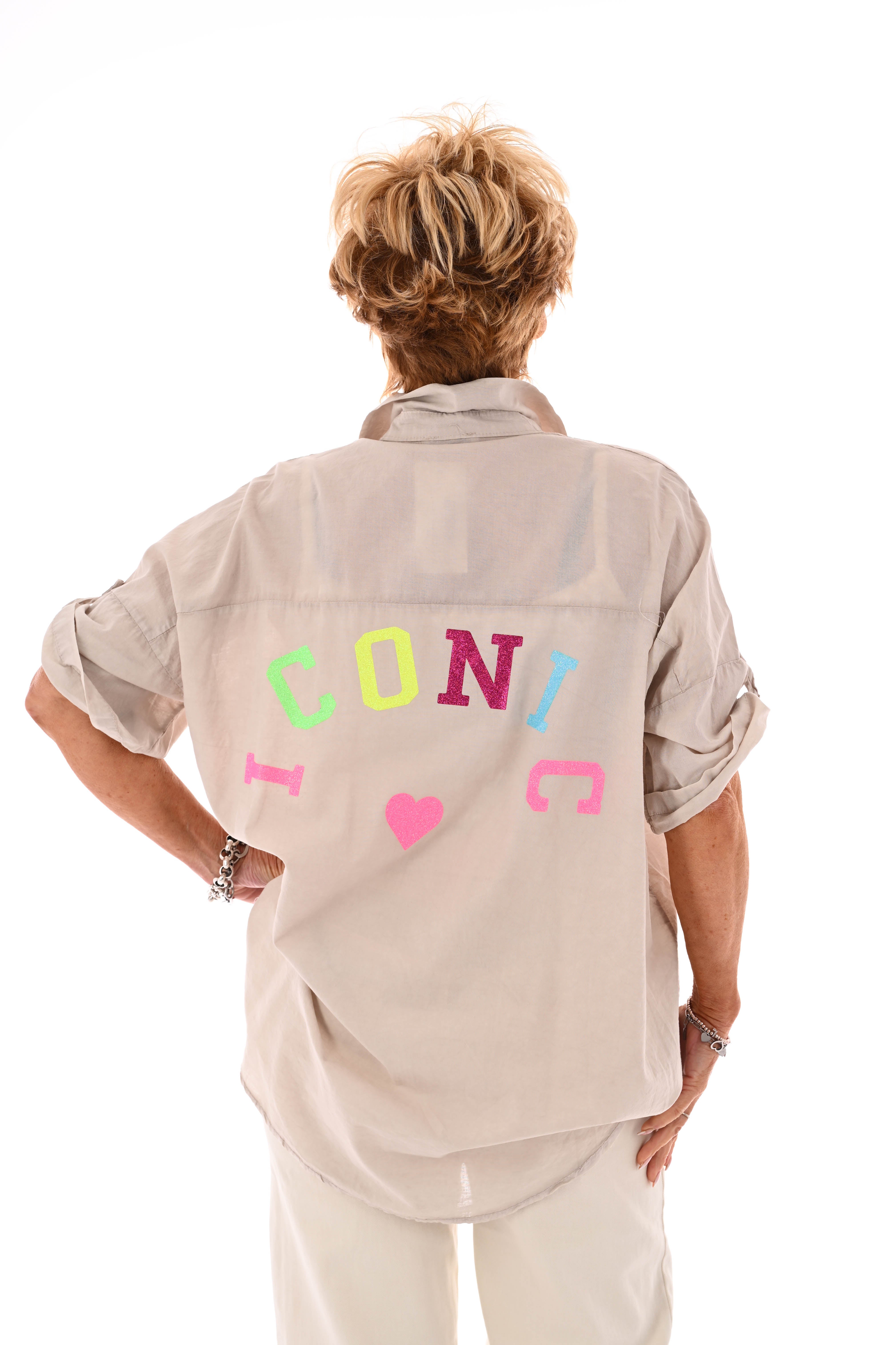 Blouse ophaalmouwen Iconic beige