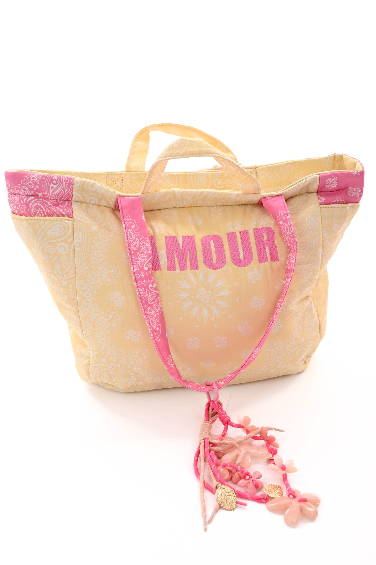 Grote tas paisley  Amour en sleutelhanger lichtgeel