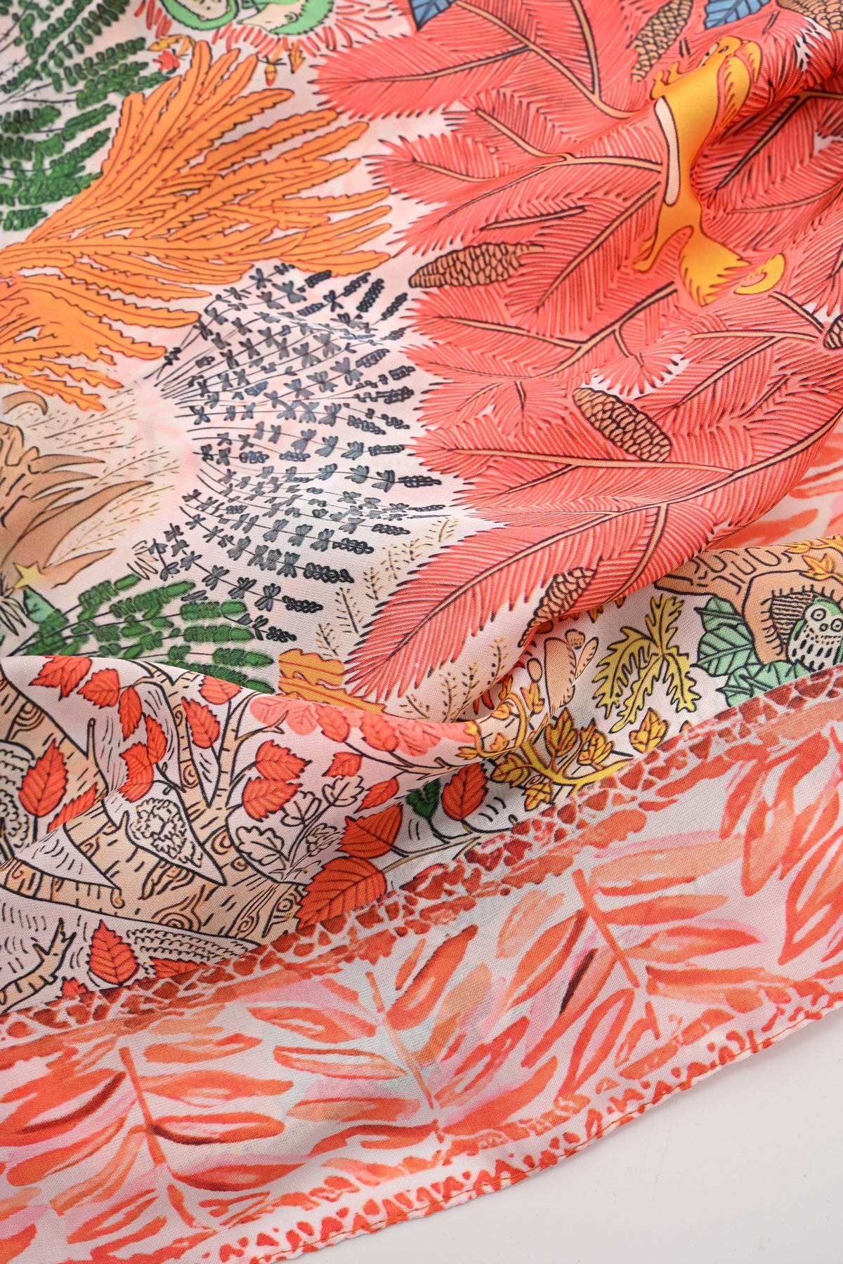 Kort sjaaltje bloemenboom roze/oranje