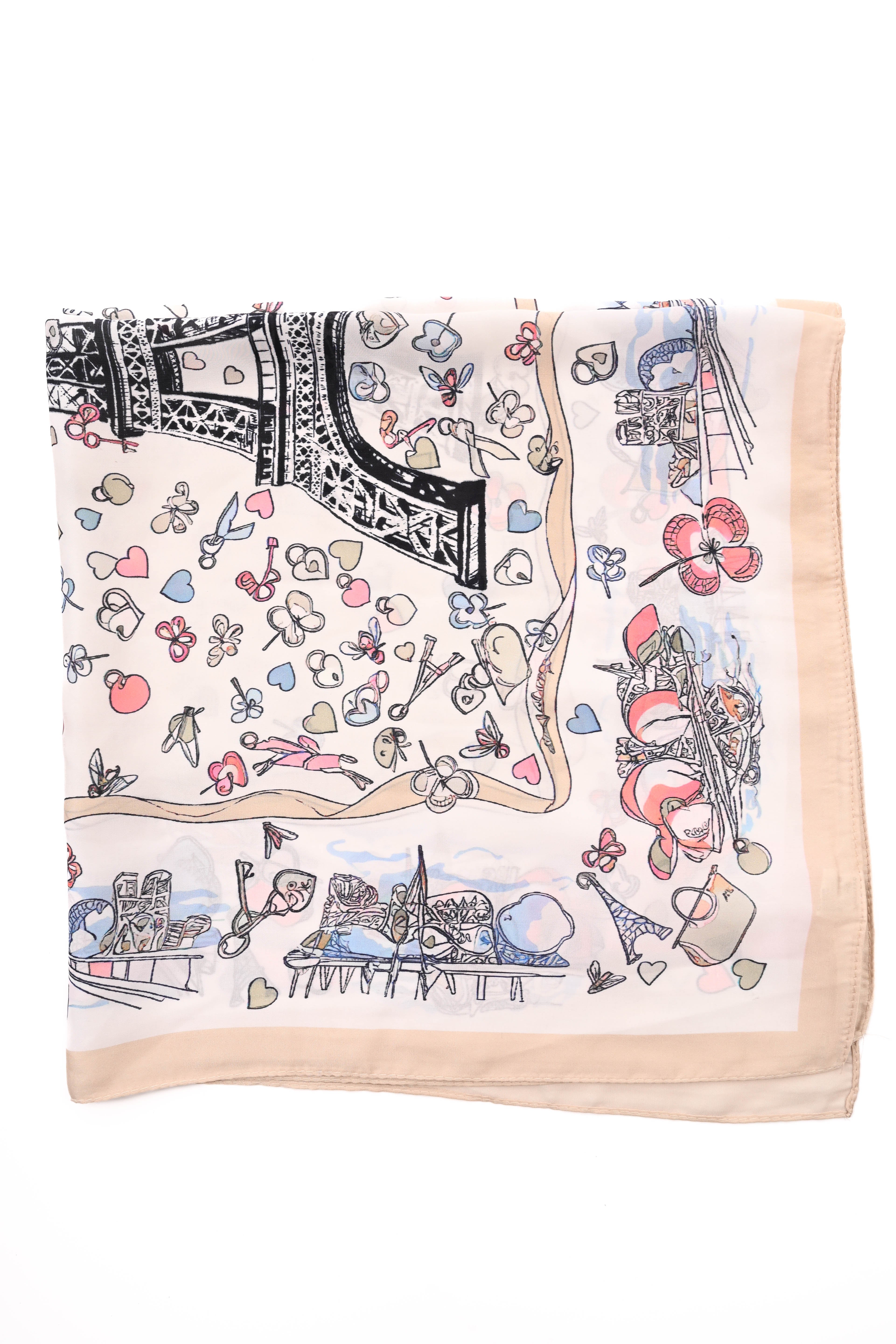 Kort sjaaltje Eiffeltoren beige