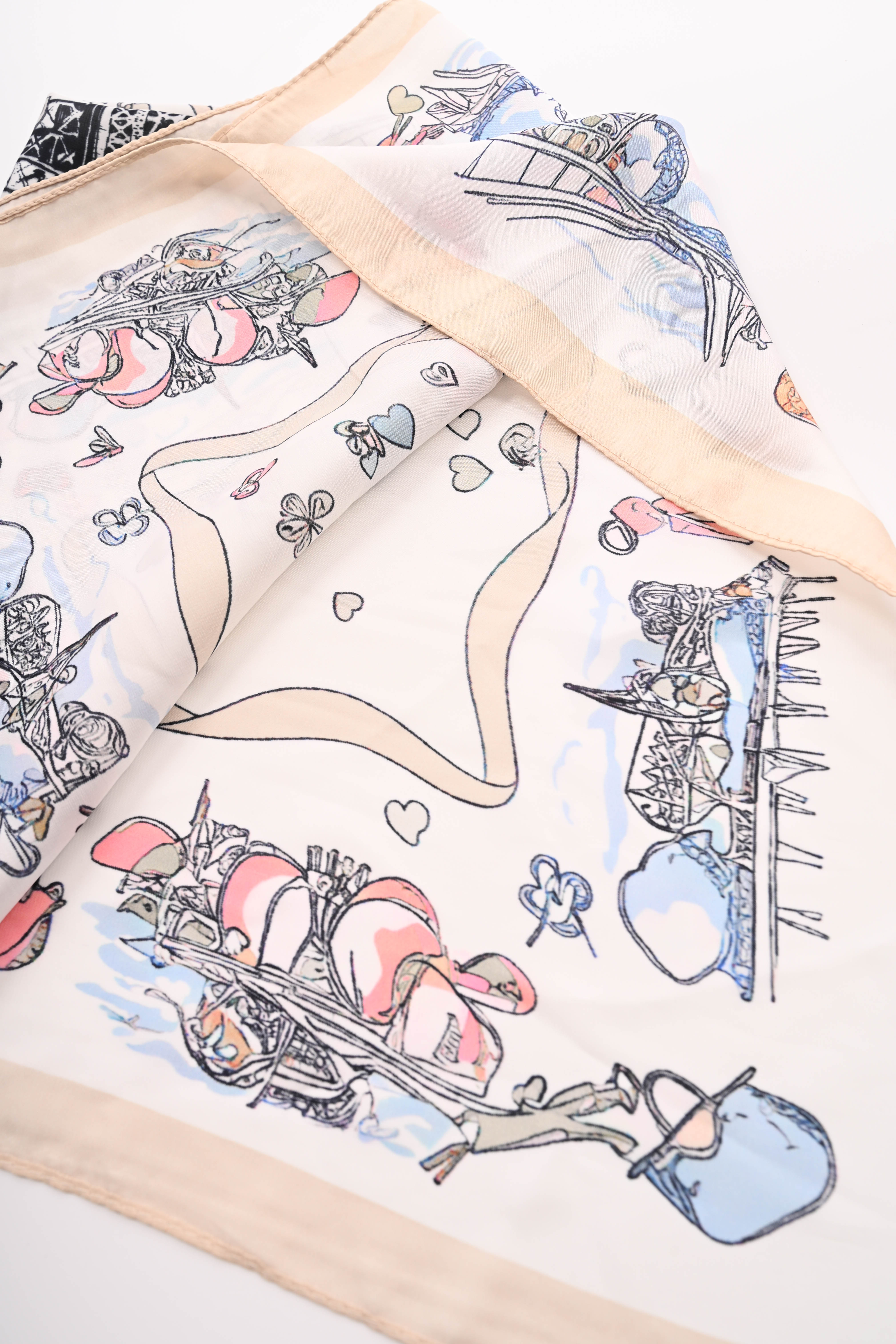 Kort sjaaltje Eiffeltoren beige