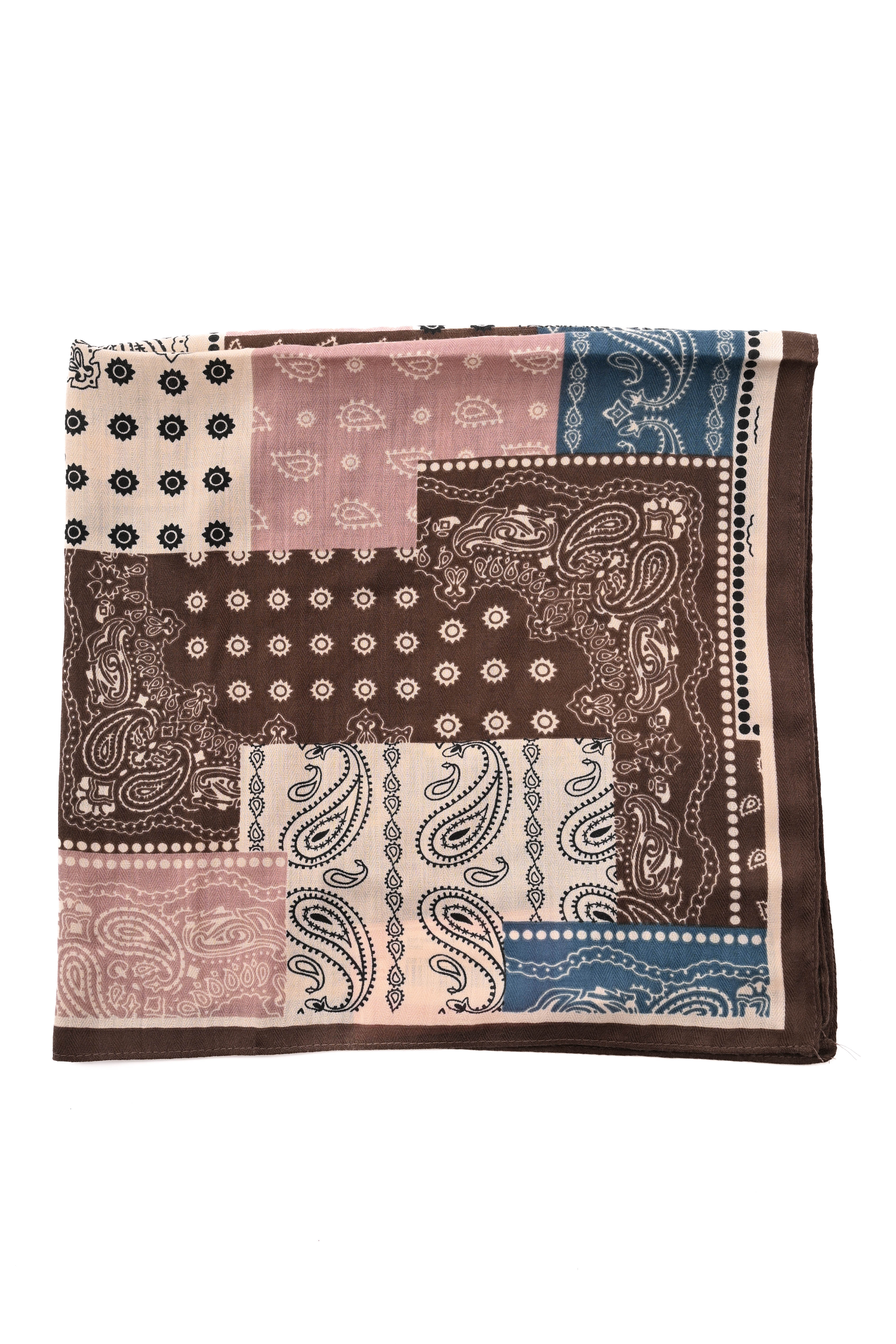 Kort sjaaltje paisley mix roze/bruin