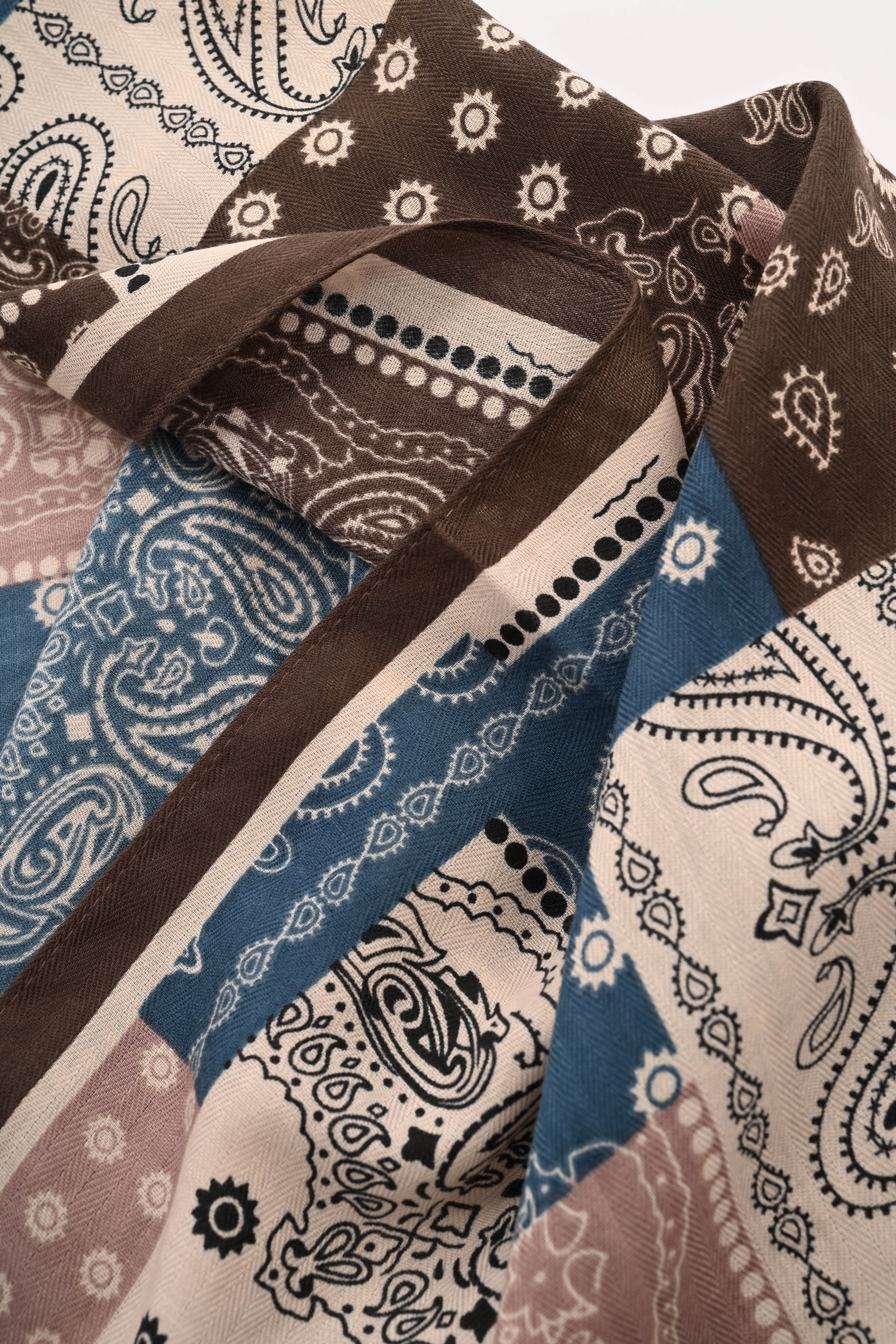 Kort sjaaltje paisley mix roze/bruin