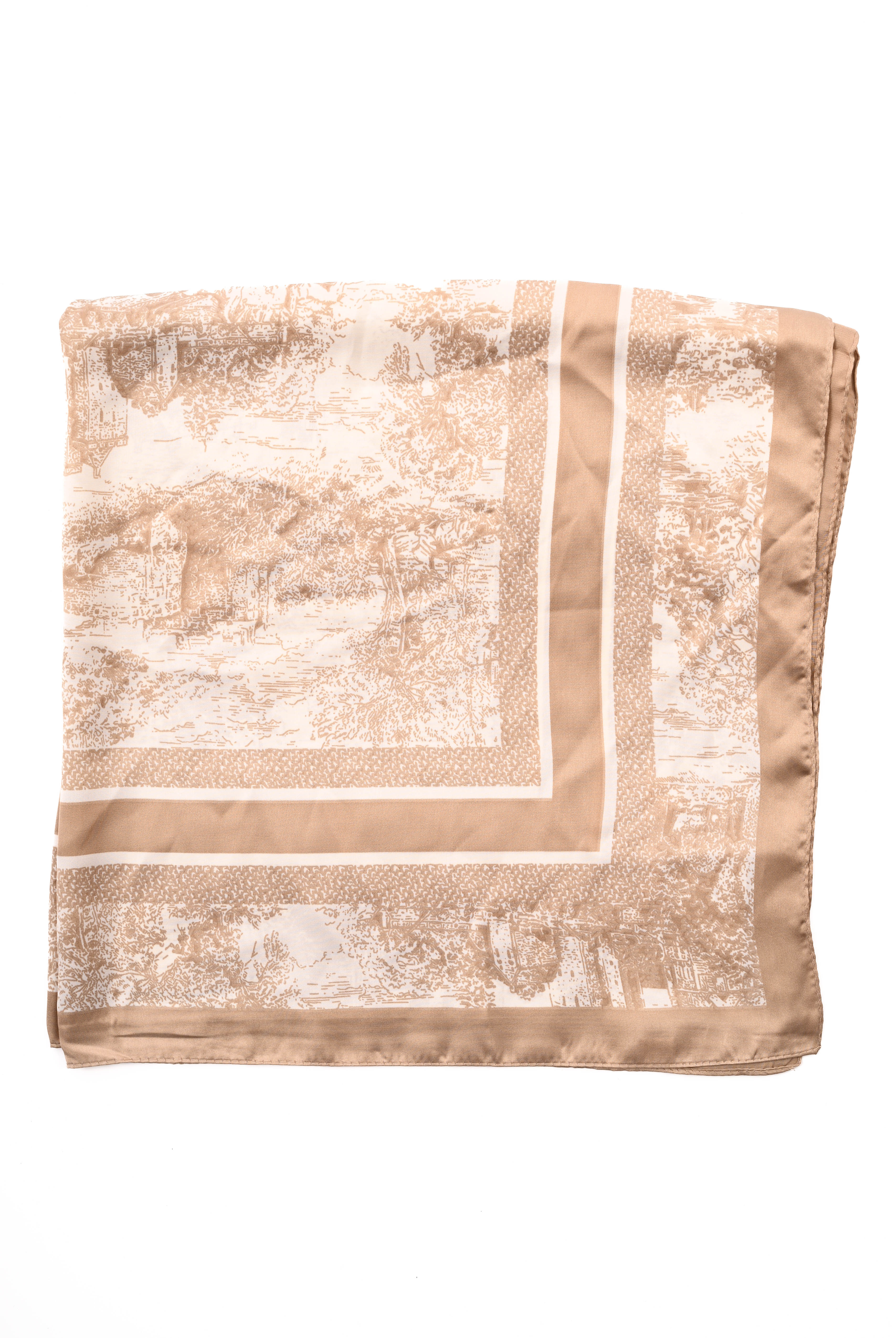 Kort sjaaltje Toile de Jouy beige