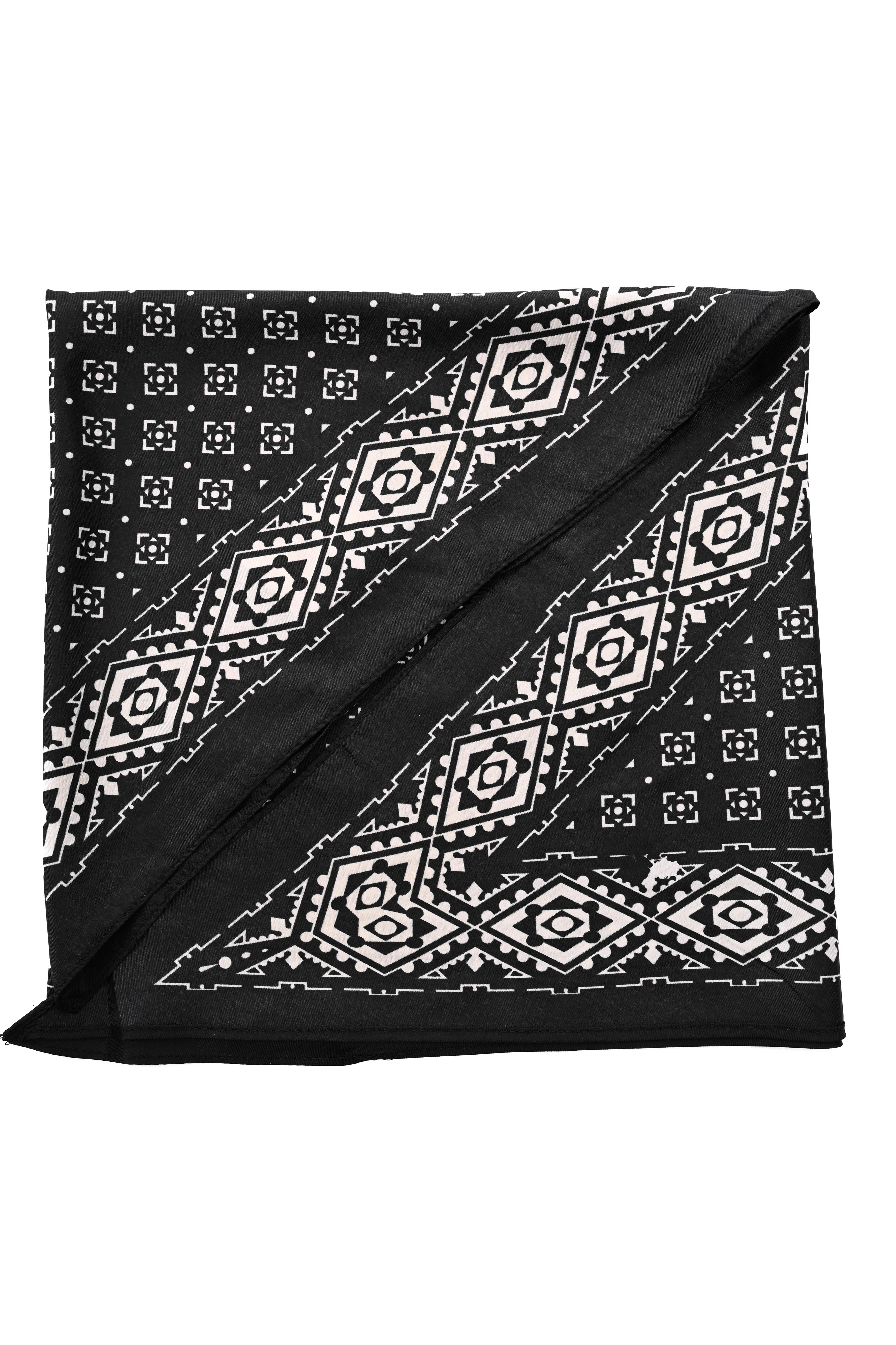 Kort sjaaltje abstracte ruit zwart