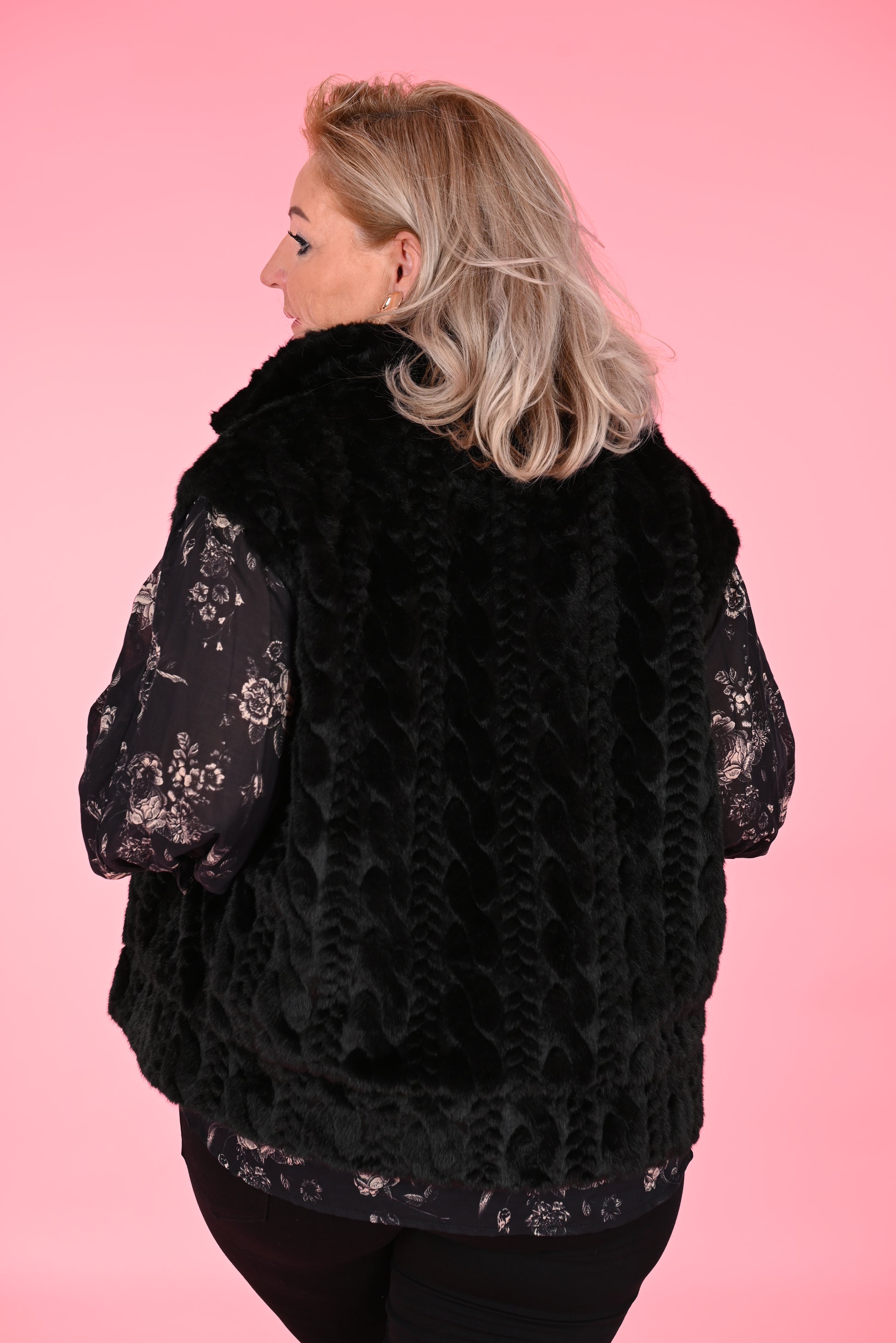 Gilet fake fur borstzak zwart