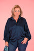 Blouse doorknoop silky marineblauw