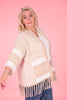 Vest franjes panter print beige