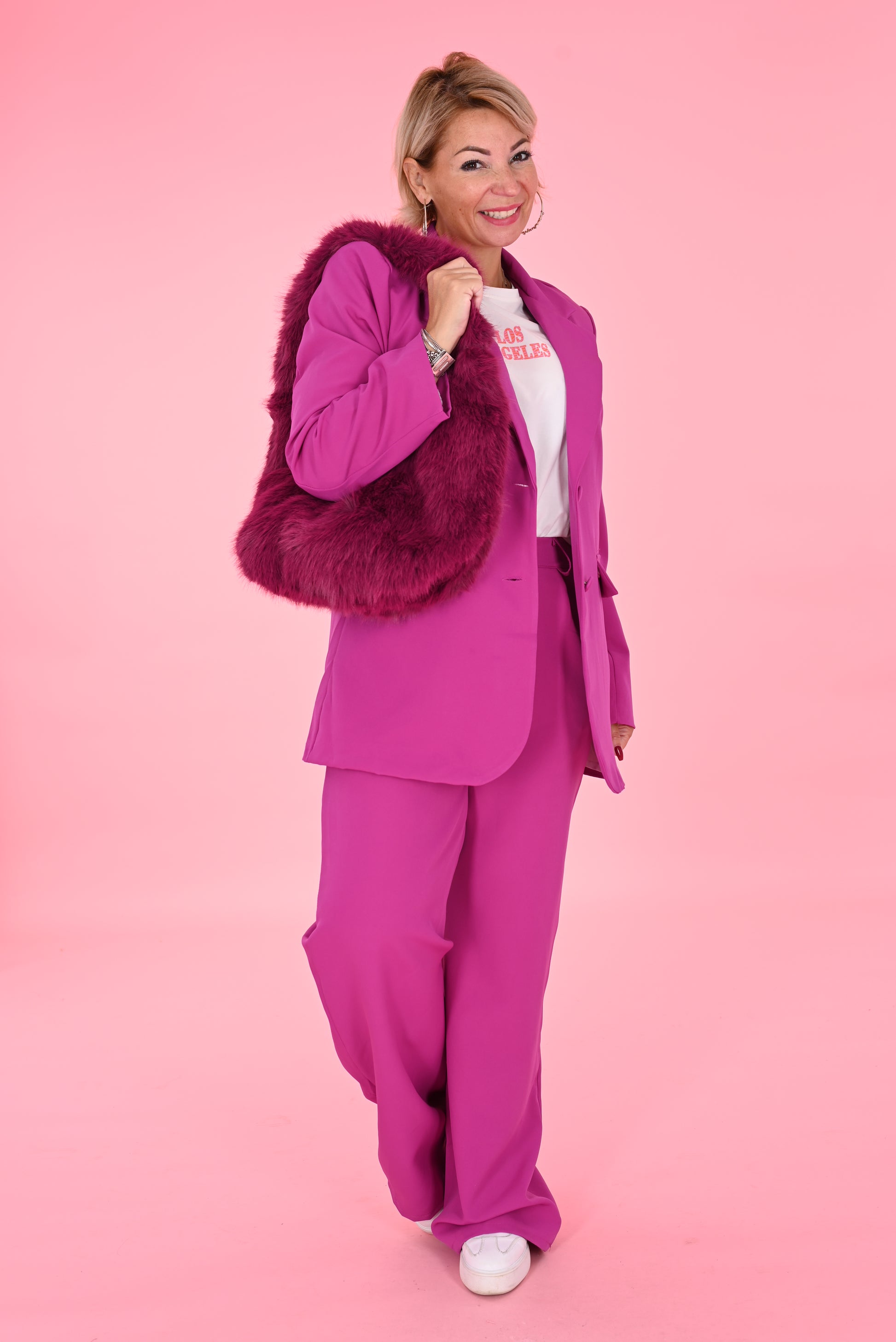 Tweedelig blazer pak magenta