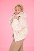 Bomber fake fur capuchon beige