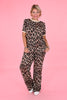 Top basic met panter print bruin