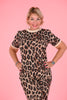 Top basic met panter print bruin