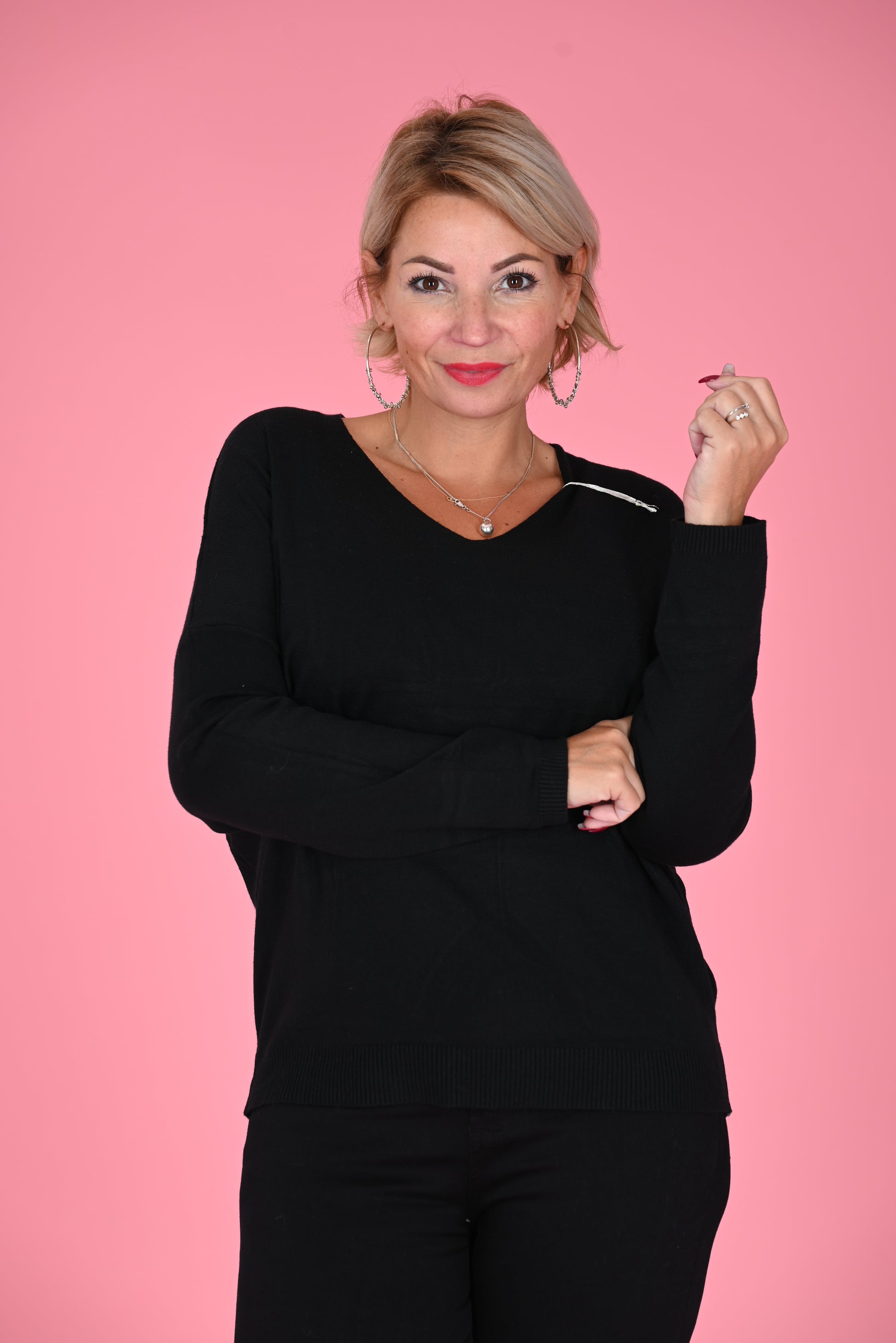 Top v-hals basic zwart