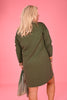 Sweater dress v-hals legergroen