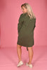 Sweater dress v-hals legergroen