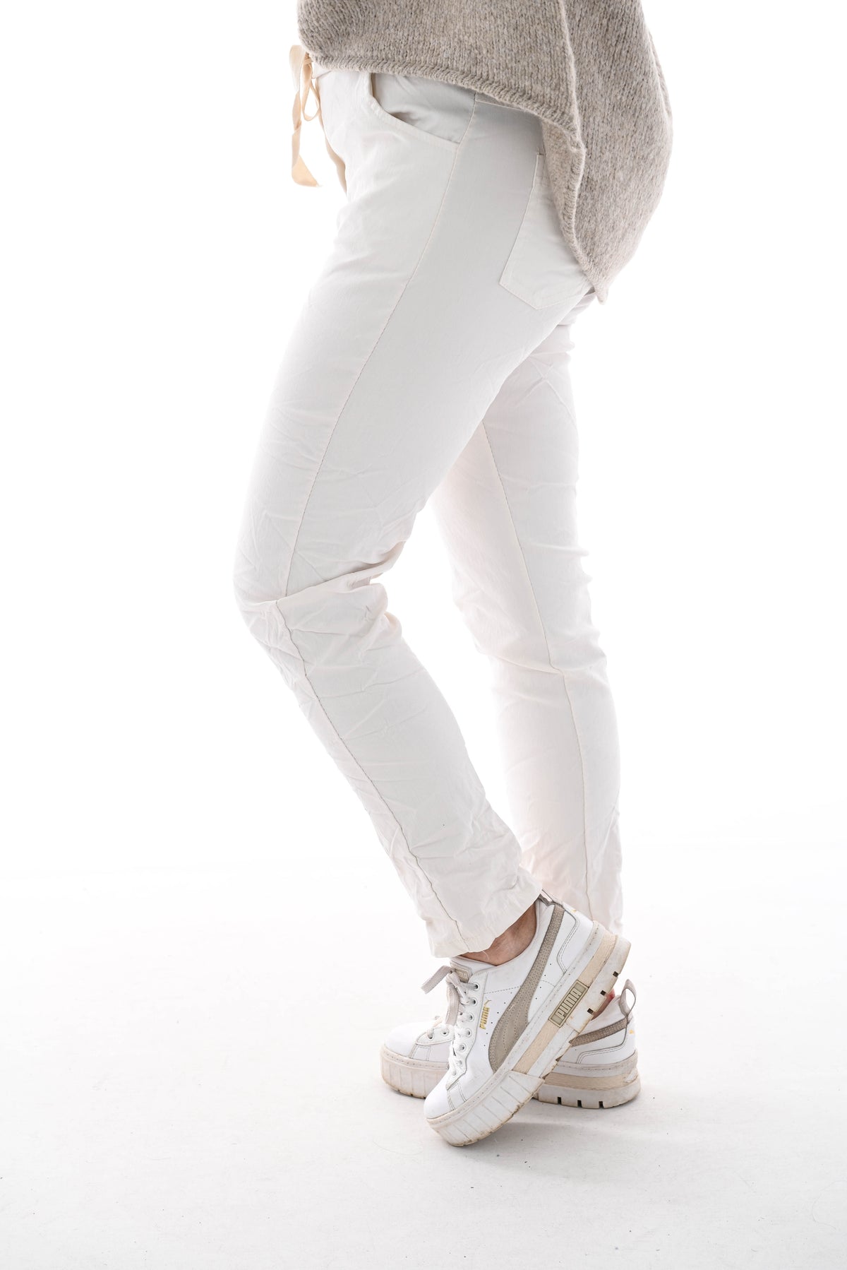 Stretchbroek uni creme