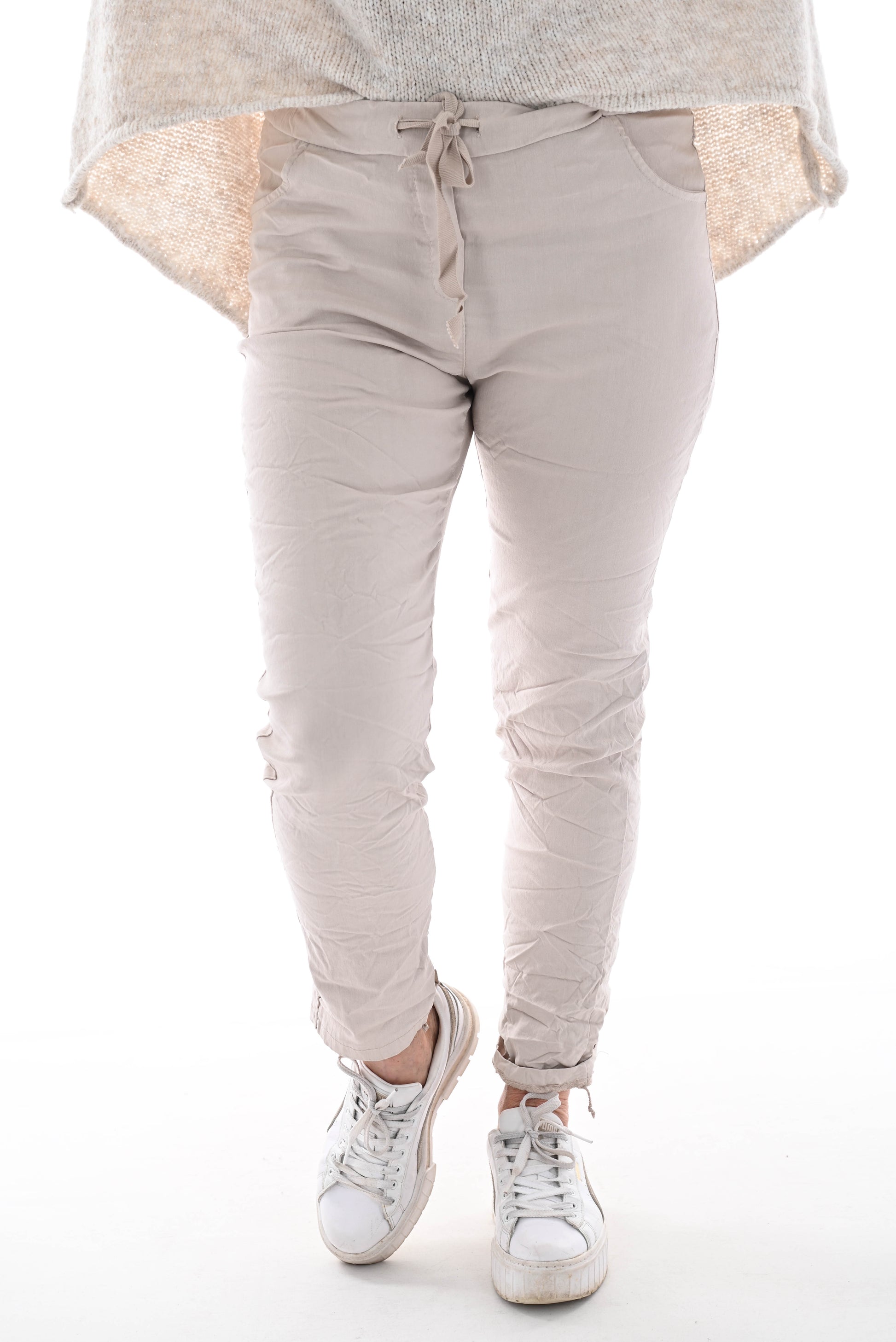 Stretchbroek uni beige