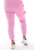 Silky stretchbroek cargo roze