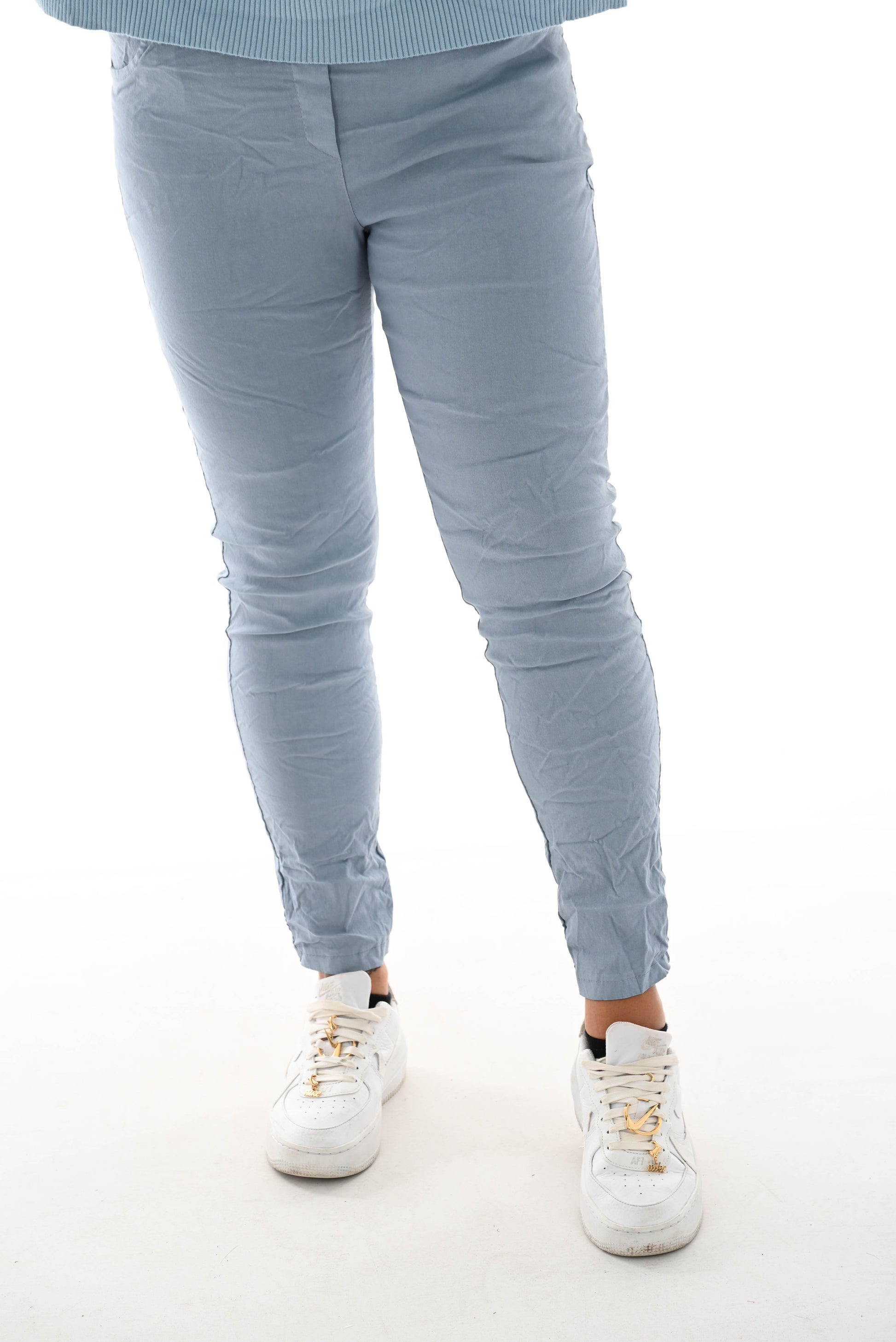 Stretchbroek uni jeansblauw