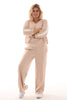 Tweedelig pak bies met wijde broek beige