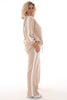 Tweedelig pak bies met wijde broek beige
