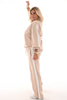 Tweedelig pak bies met wijde broek beige
